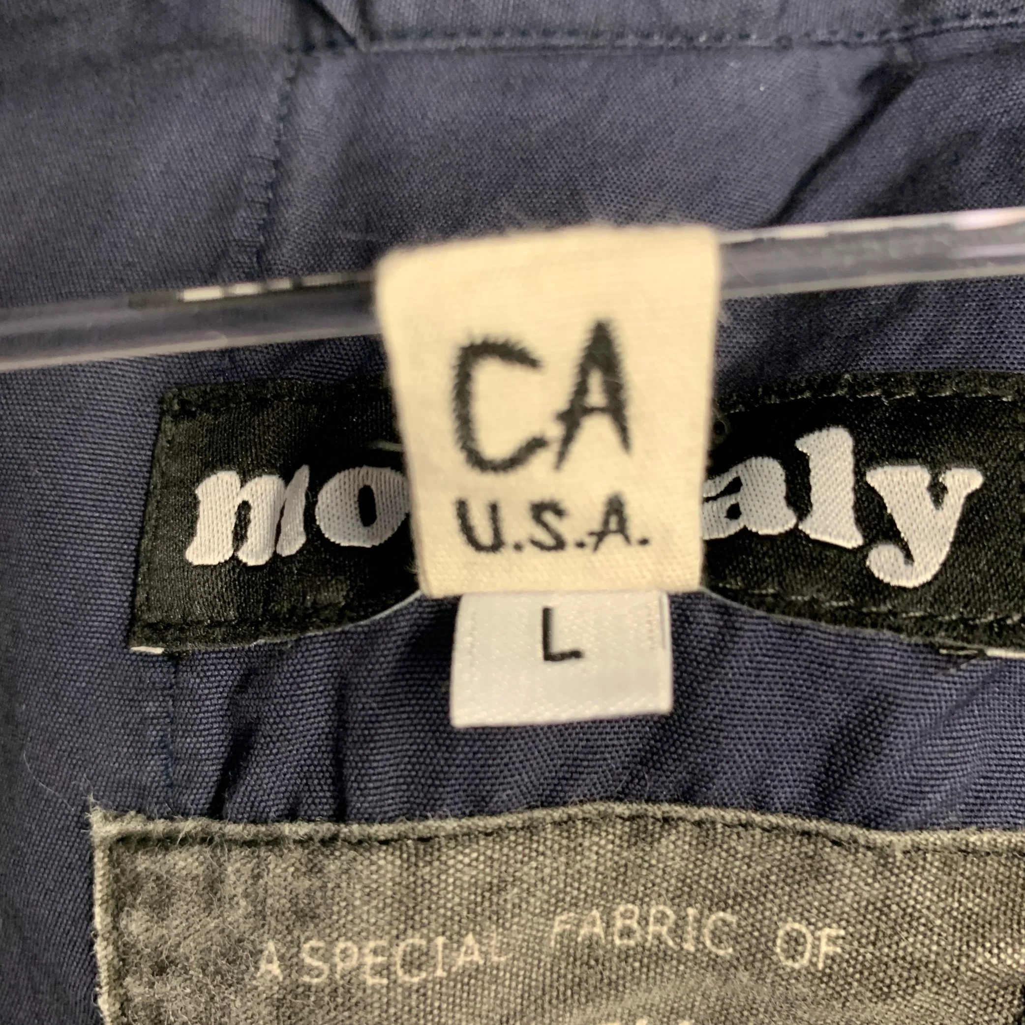 MONITALY Size L Navy Cotton Sateen Pleated Drawstring Casual Pants - Image 5