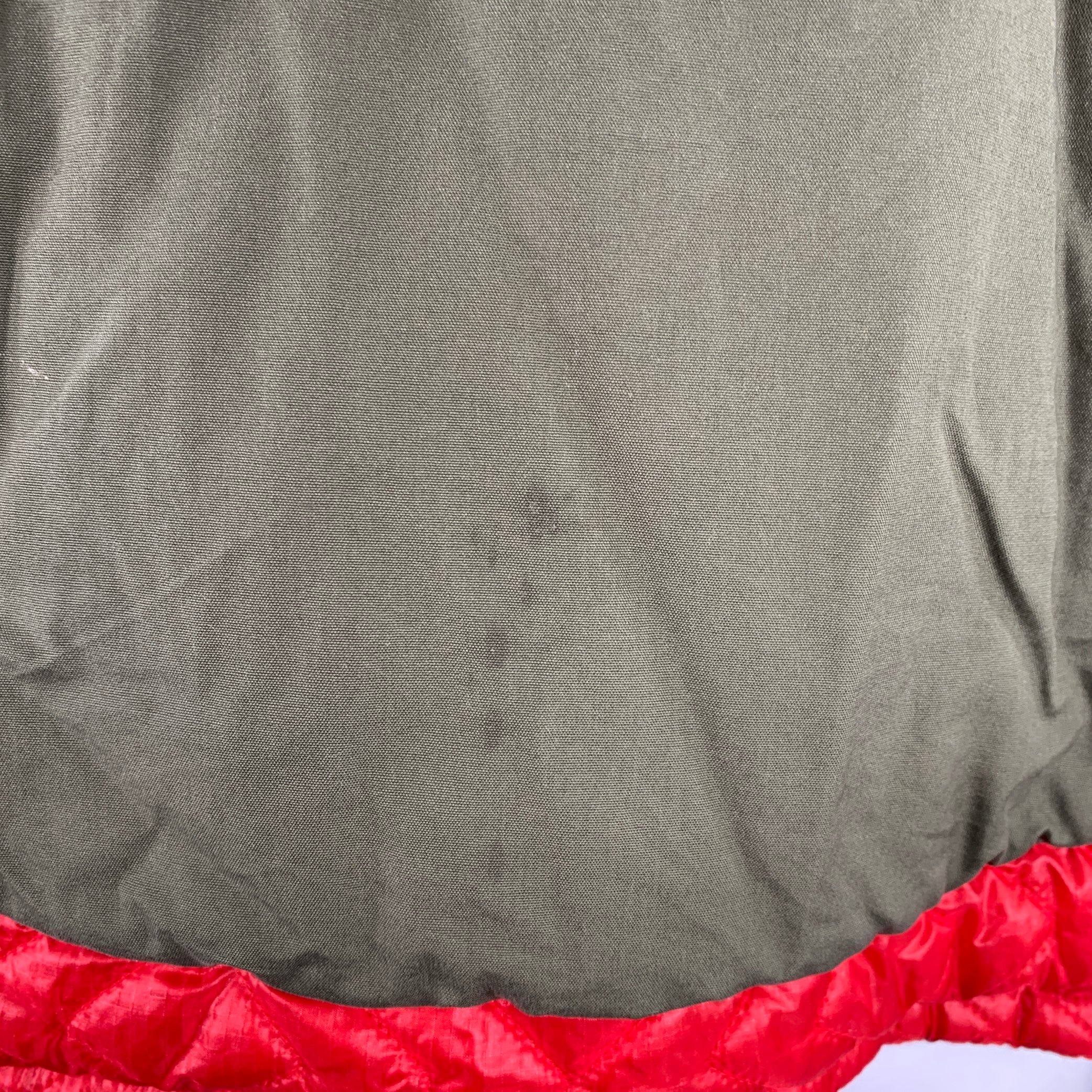 MONITALY Size L Olive Red Quilted Cotton Nylon Pop Over Jacket - Image 4