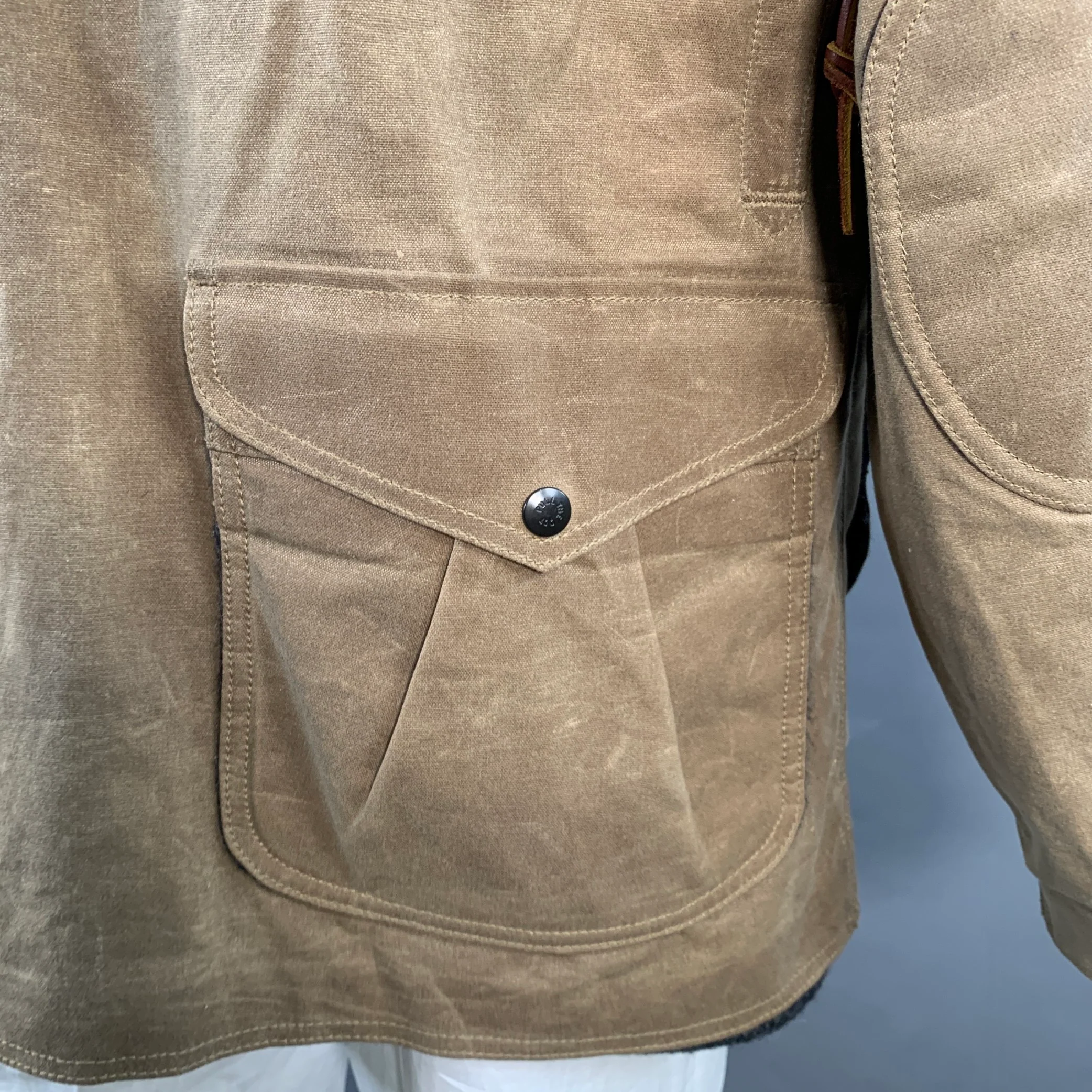 MONITALY Size XL Mountain Parka Tan Taupe Coated Canvas Utility Coat - Image 5