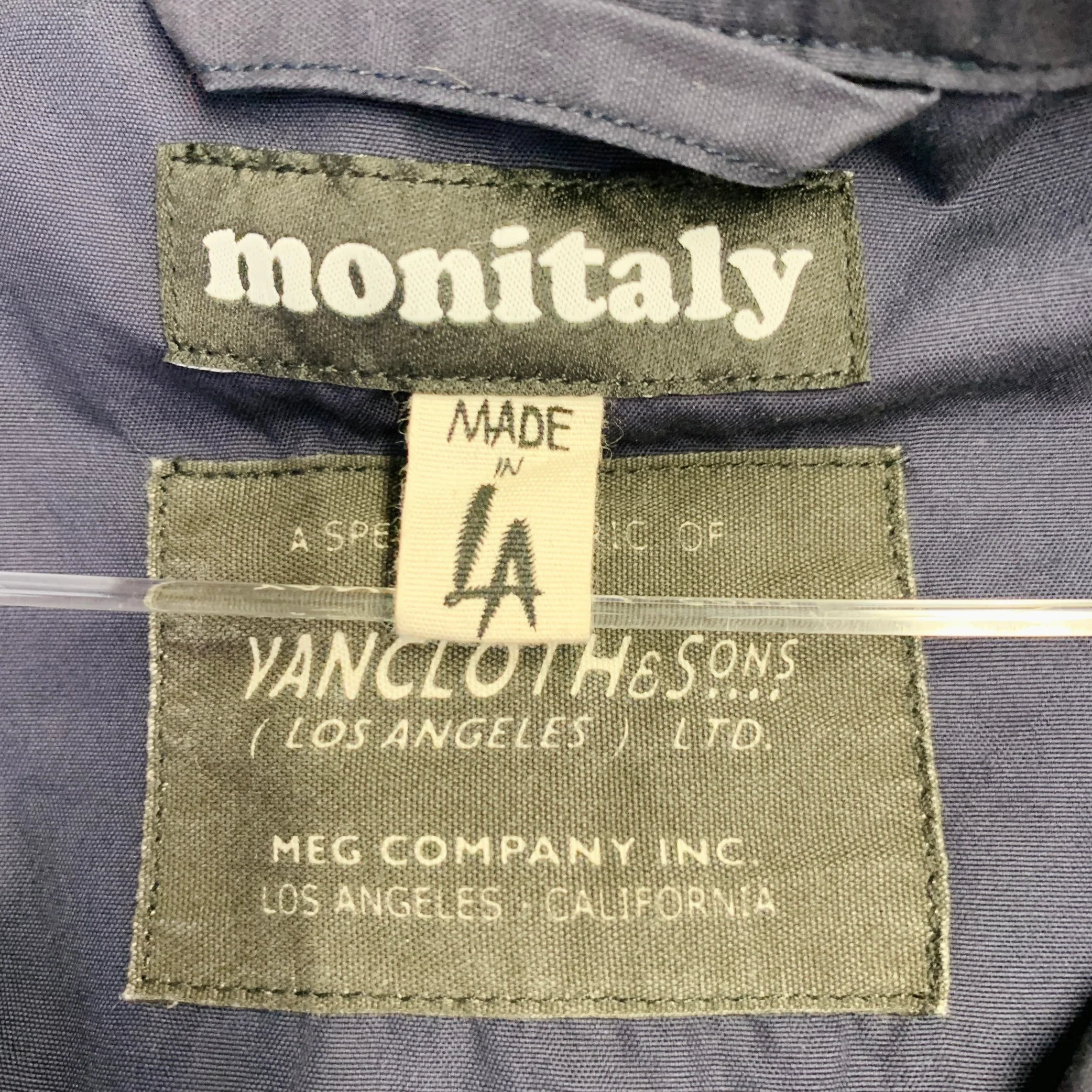 MONITALY Size XL Navy Blue Orange Cotton Buttoned Pockets Coat - Image 7