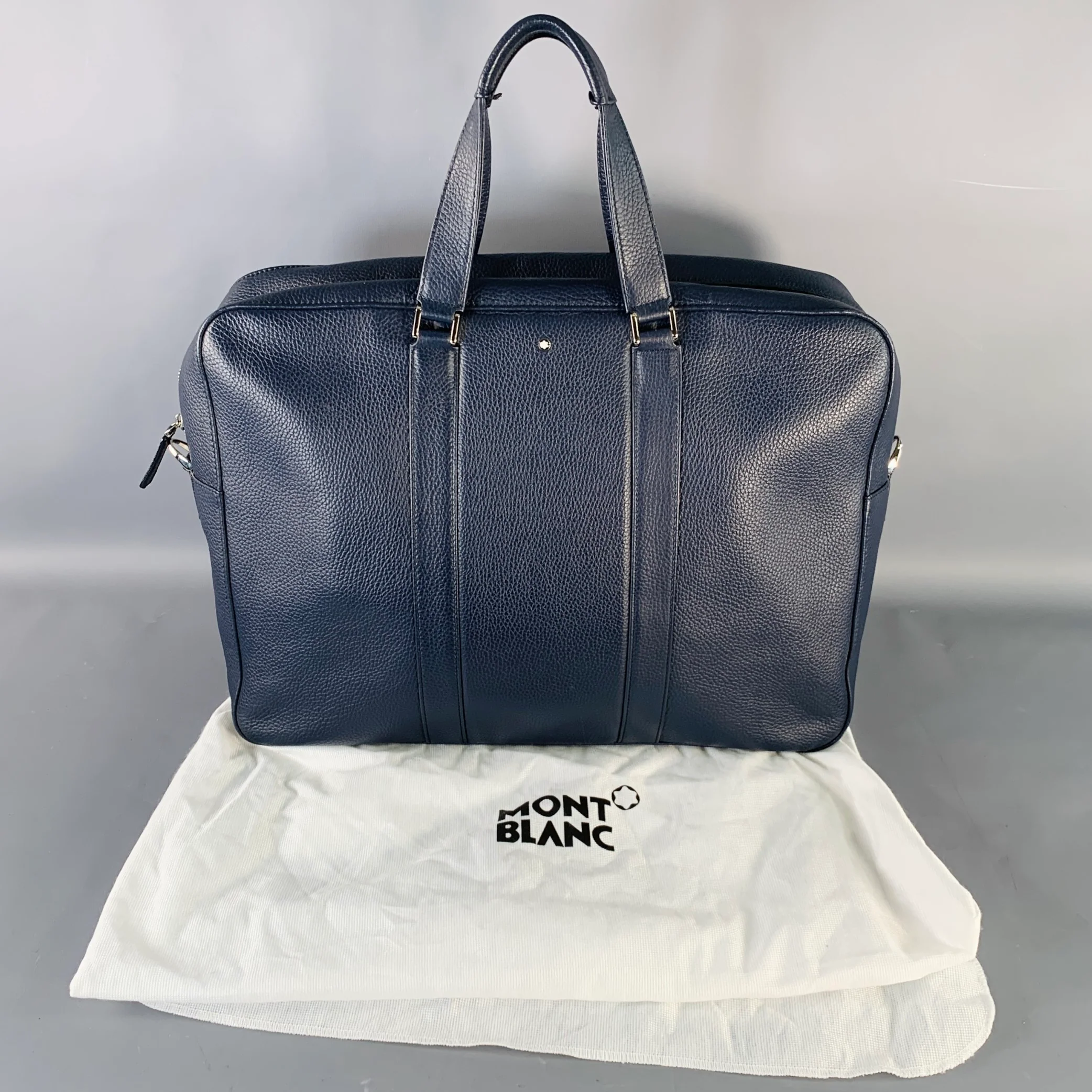 MONT BLANC Navy Pebble Grain Leather Briefcase - Image 6