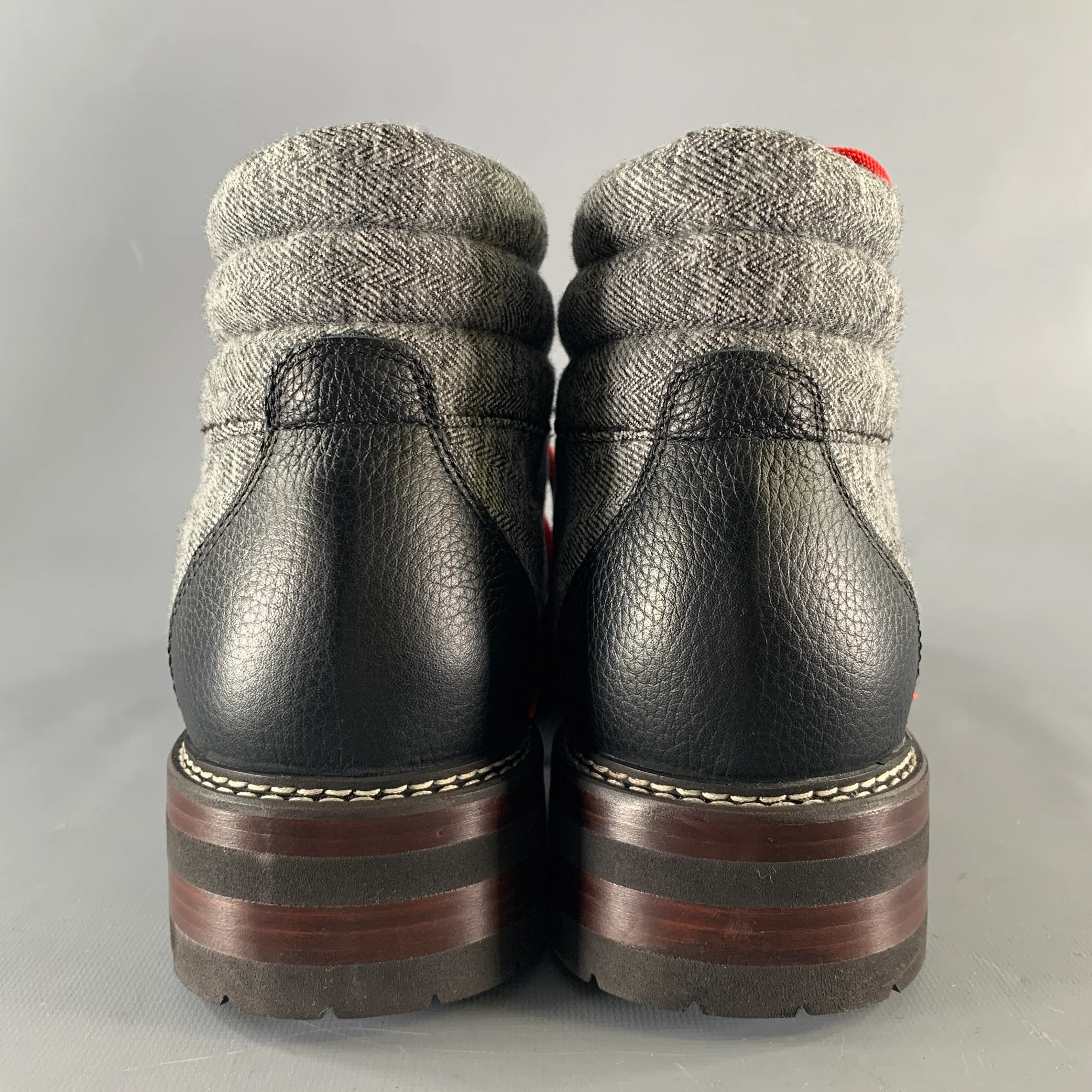 MONTELLIANA Size 12 Grey Black Tweed Wool Ankle Boots - Image 3