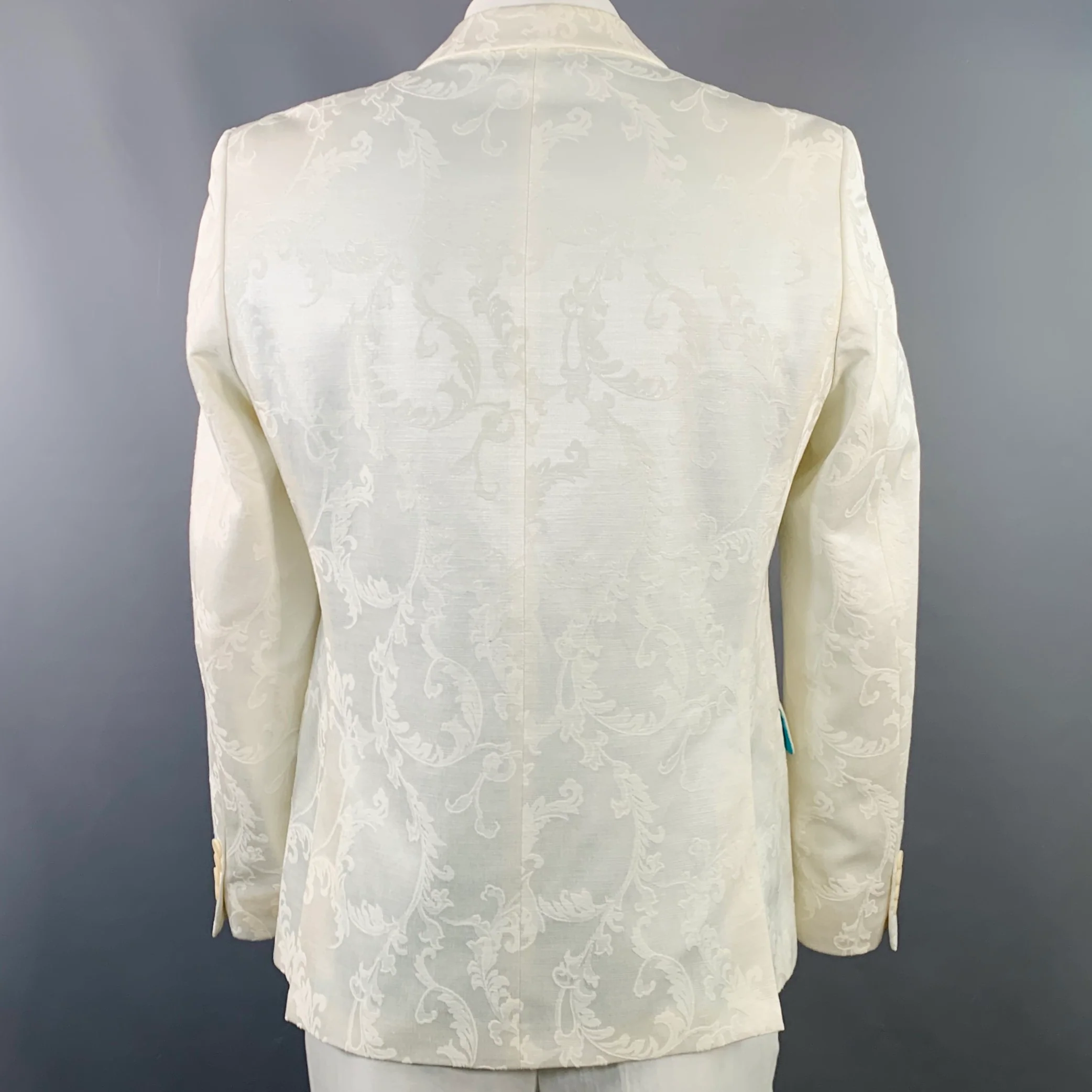 MOODS OF NORWAY Size 42 White Jacquard Cotton Blend Notch Lapel Sport Coat - Image 4