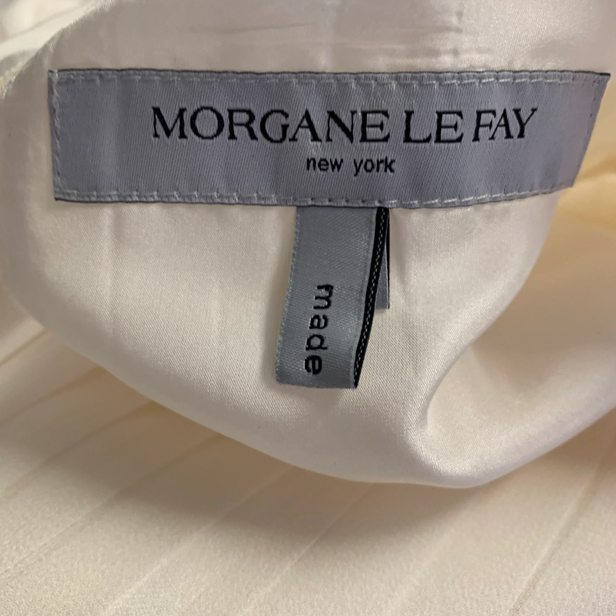 MORGANE LE FAY Size M Off White Ivory Silk Pleated Tent Knee-Length Dress - Image 4