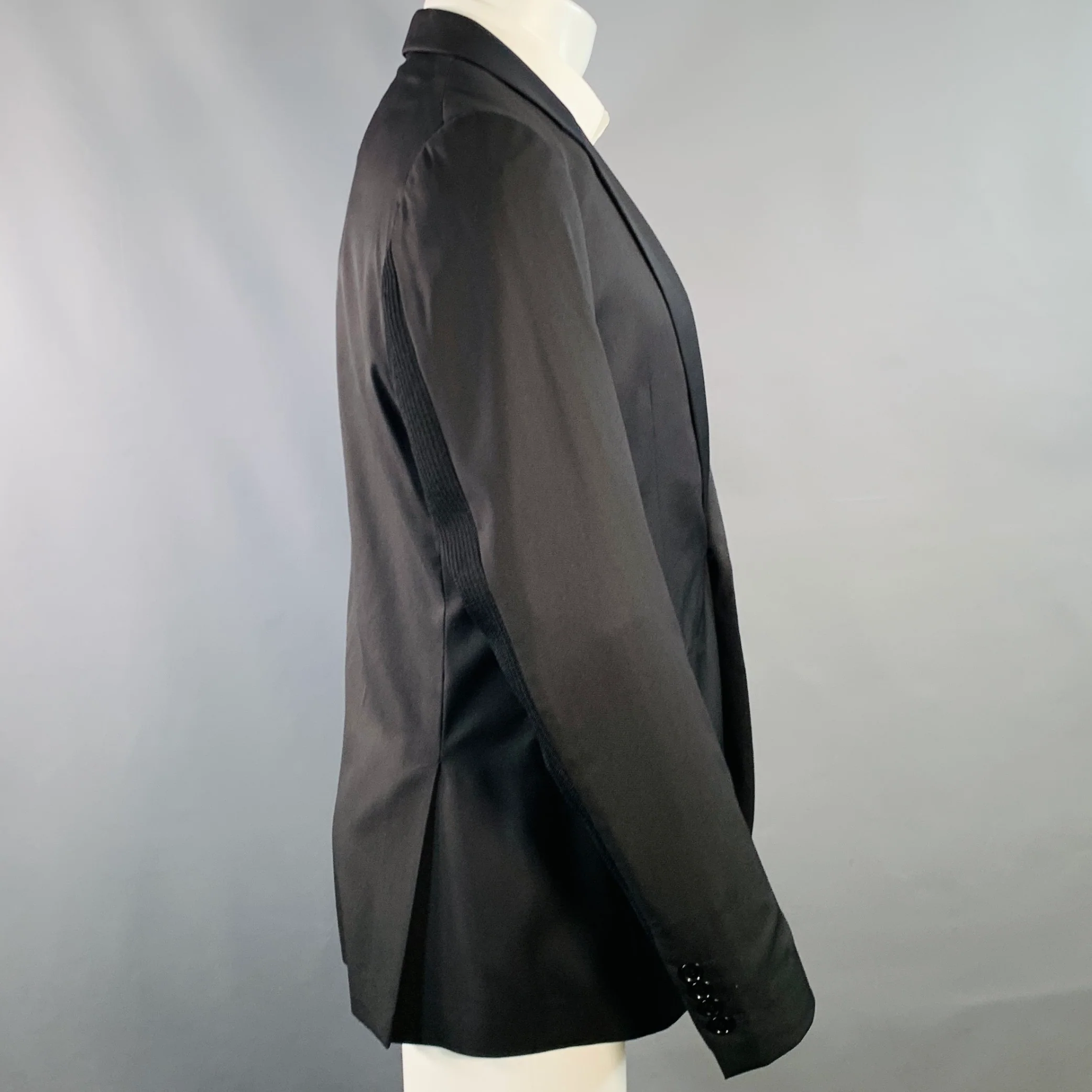 MOSCHINO COUTURE Size 40 Black Wool Blend Single Button Notch Lapel Sport Coat - Image 2