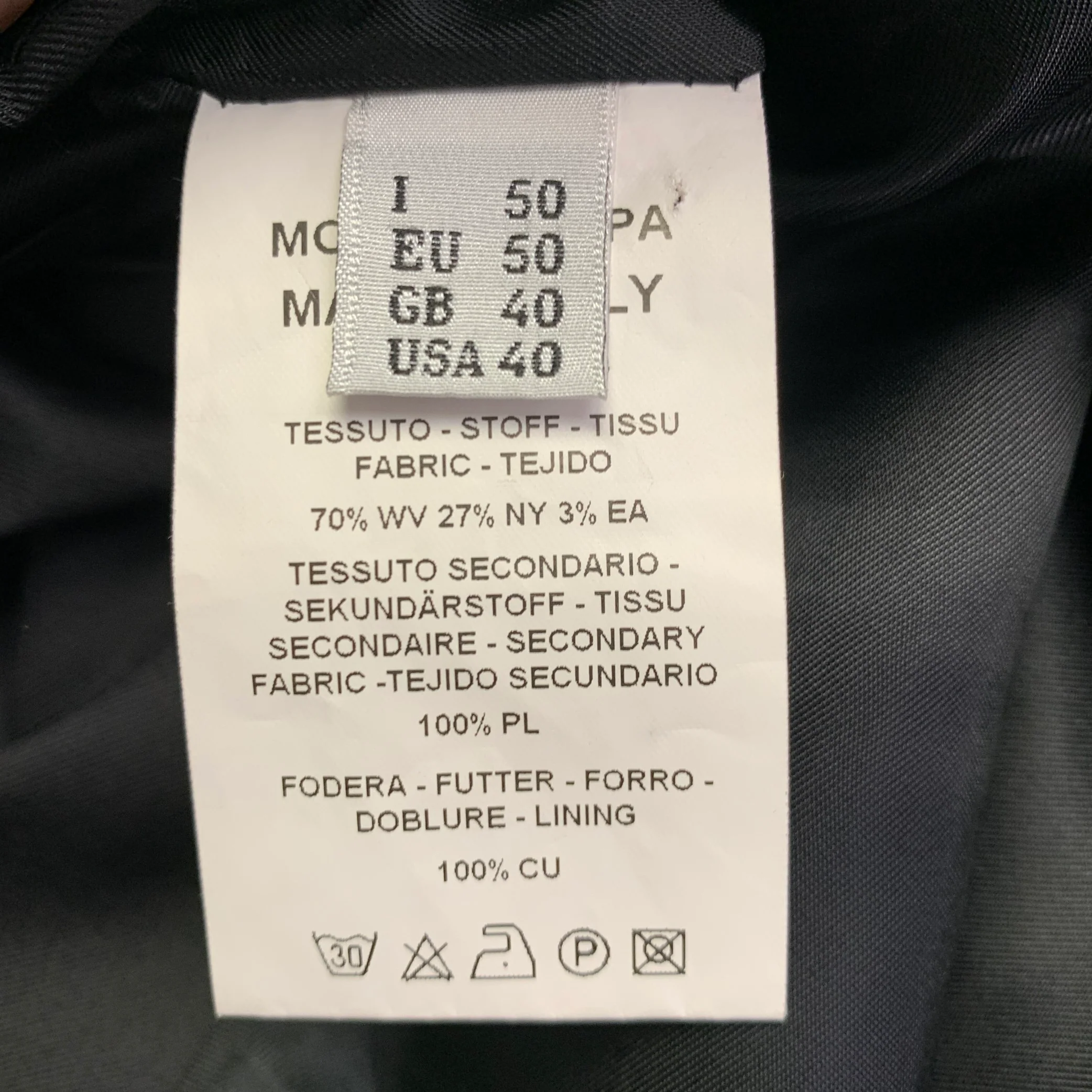 MOSCHINO COUTURE Size 40 Black Wool Blend Single Button Notch Lapel Sport Coat - Image 9
