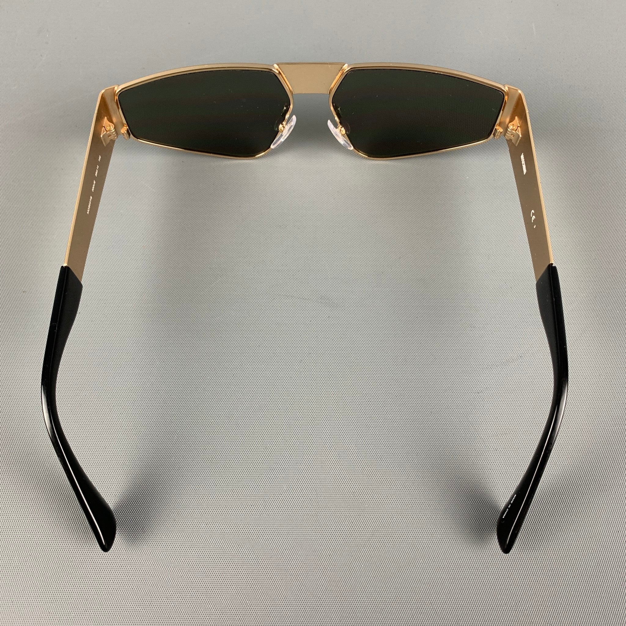 MOSCHINO Gold Black Metal Rectangle Sunglasses - Image 3