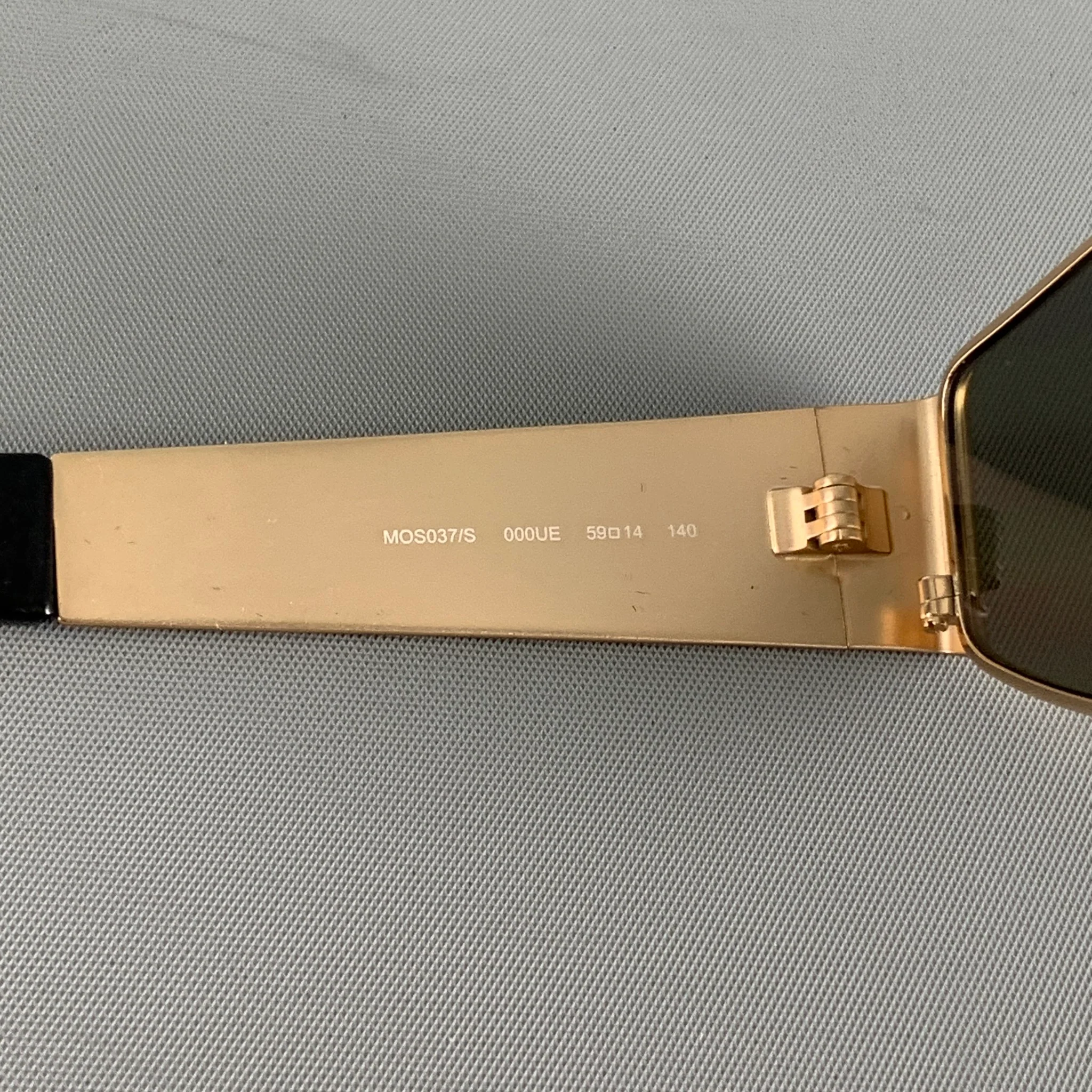 MOSCHINO Gold Black Metal Rectangle Sunglasses - Image 6