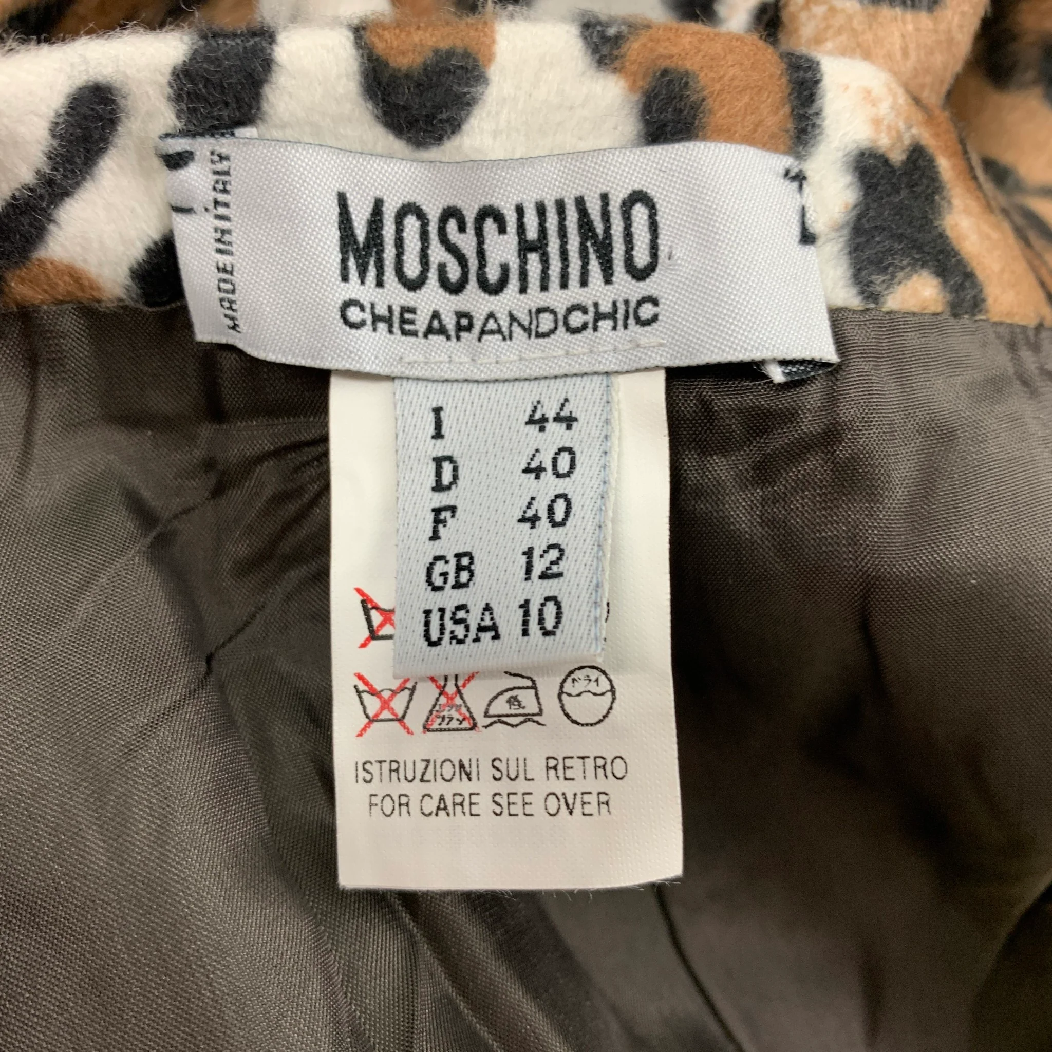 MOSCHINO Size 10 Beige Brown Faux Fur Animal Print Pencil Knee Length Skirt - Image 4