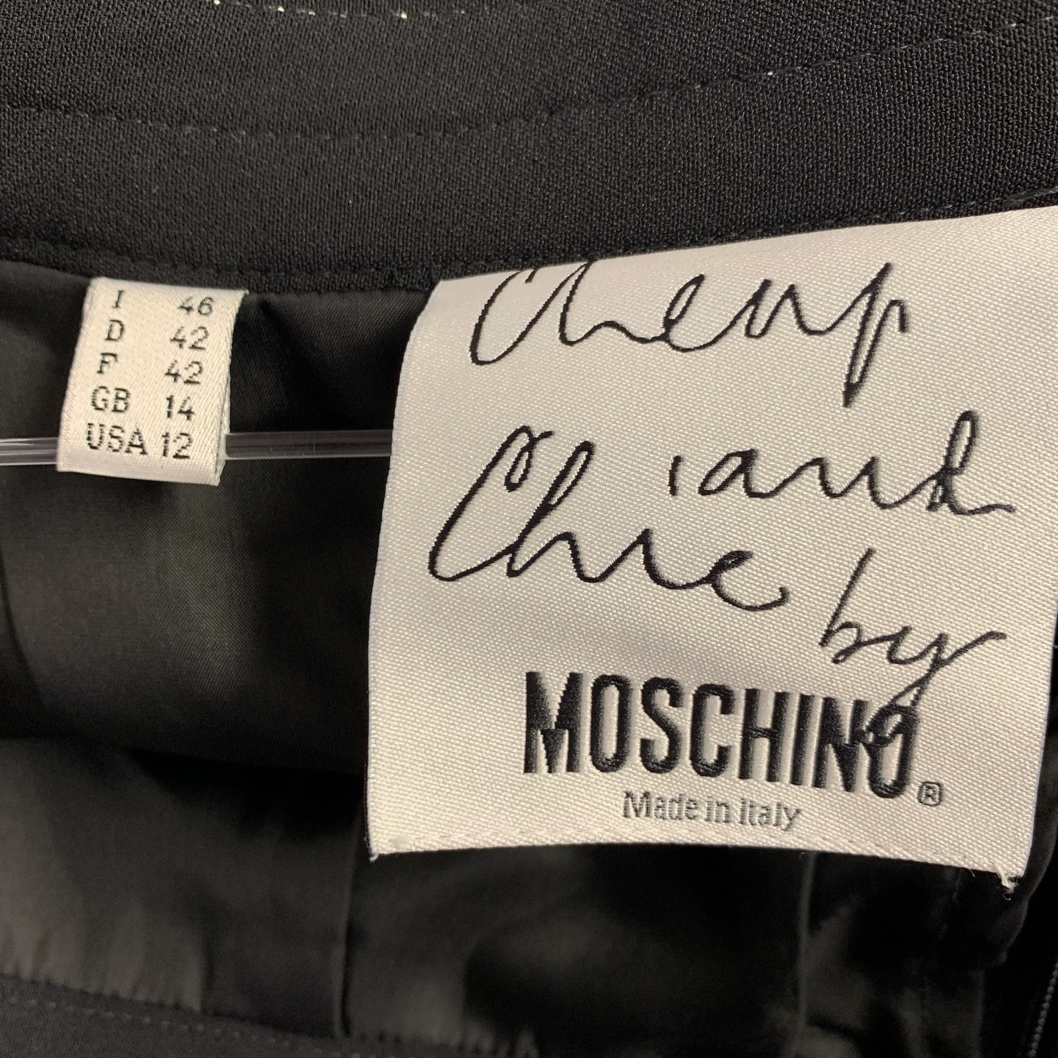 MOSCHINO Size 12 Black White Rayon Blend Contrast Stitch Pencil Skirt - Image 3
