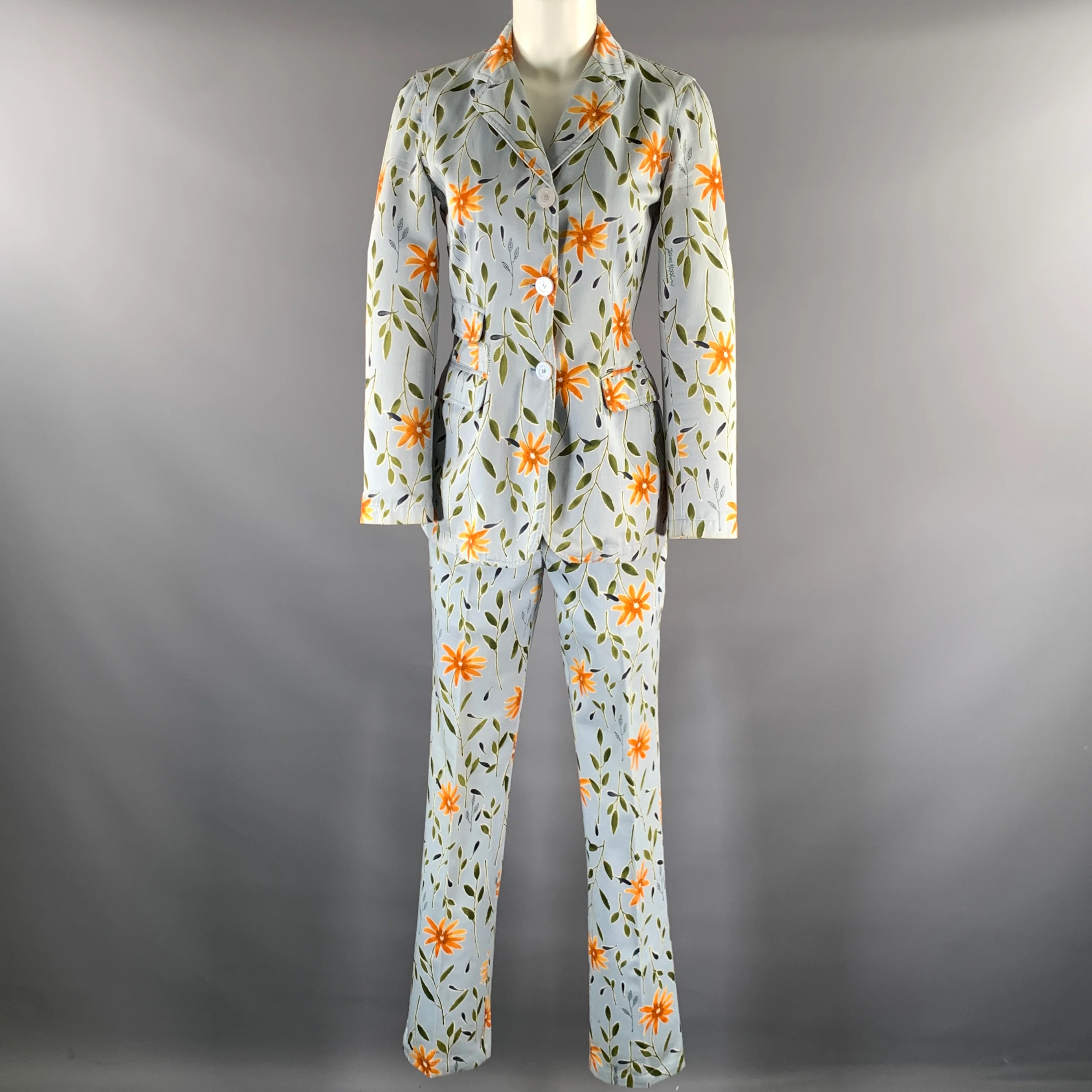MOSCHINO Size 6 Orange Light Blue Floral Outfits & Sets - Image 2