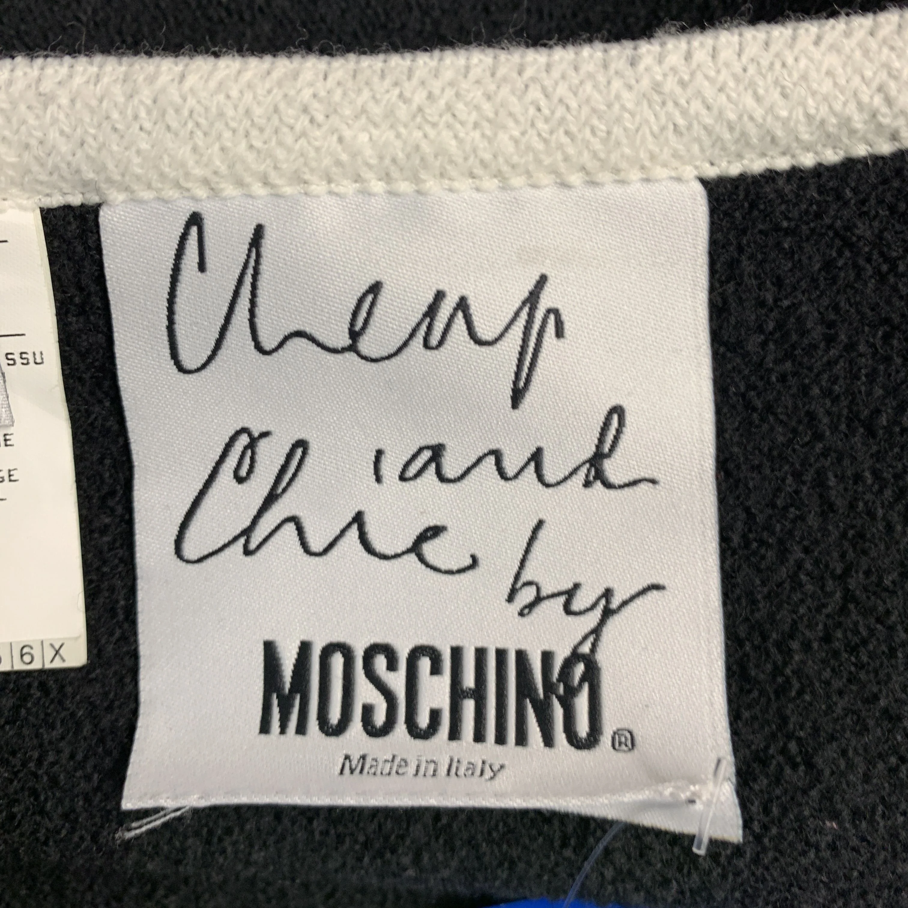 MOSCHINO Size 8 Black White Virgin Wool Contrast trim Single breasted Skirt Suit - Image 11