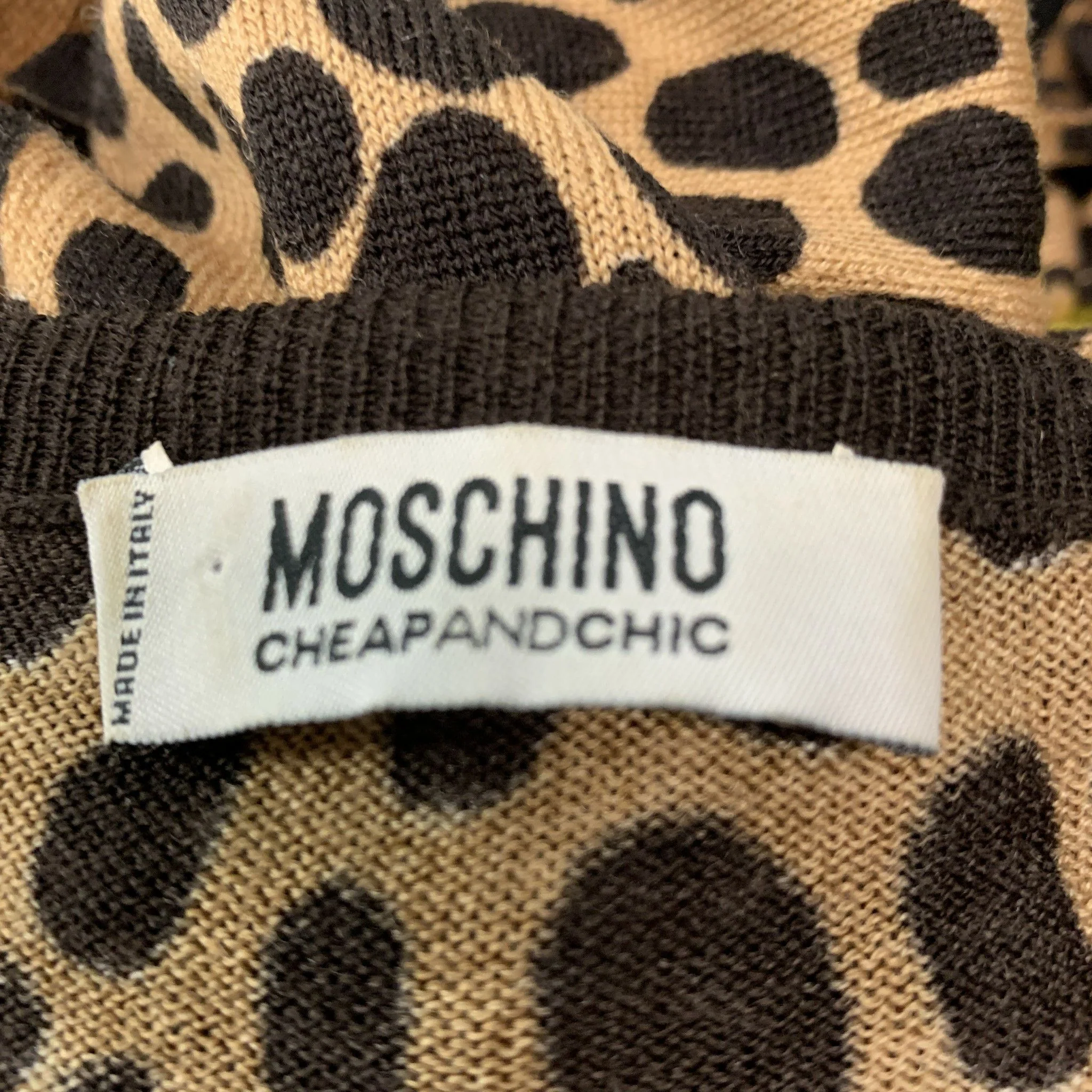 MOSCHINO Size 8 Brown Tan Animal Print Buttoned Cardigan - Image 4