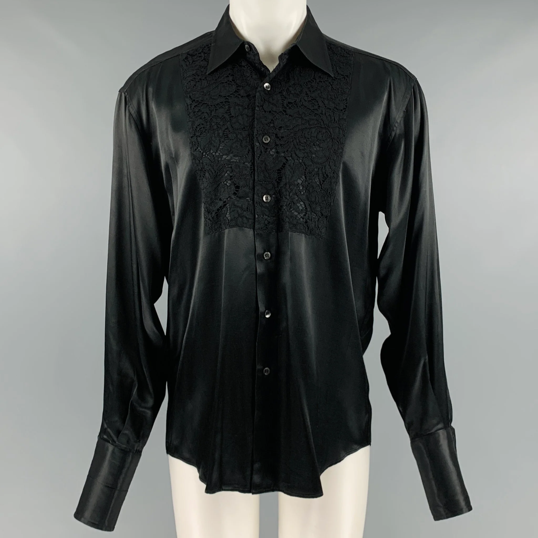 MOSCHINO Size M Black French Cuff Long Sleeve Shirt