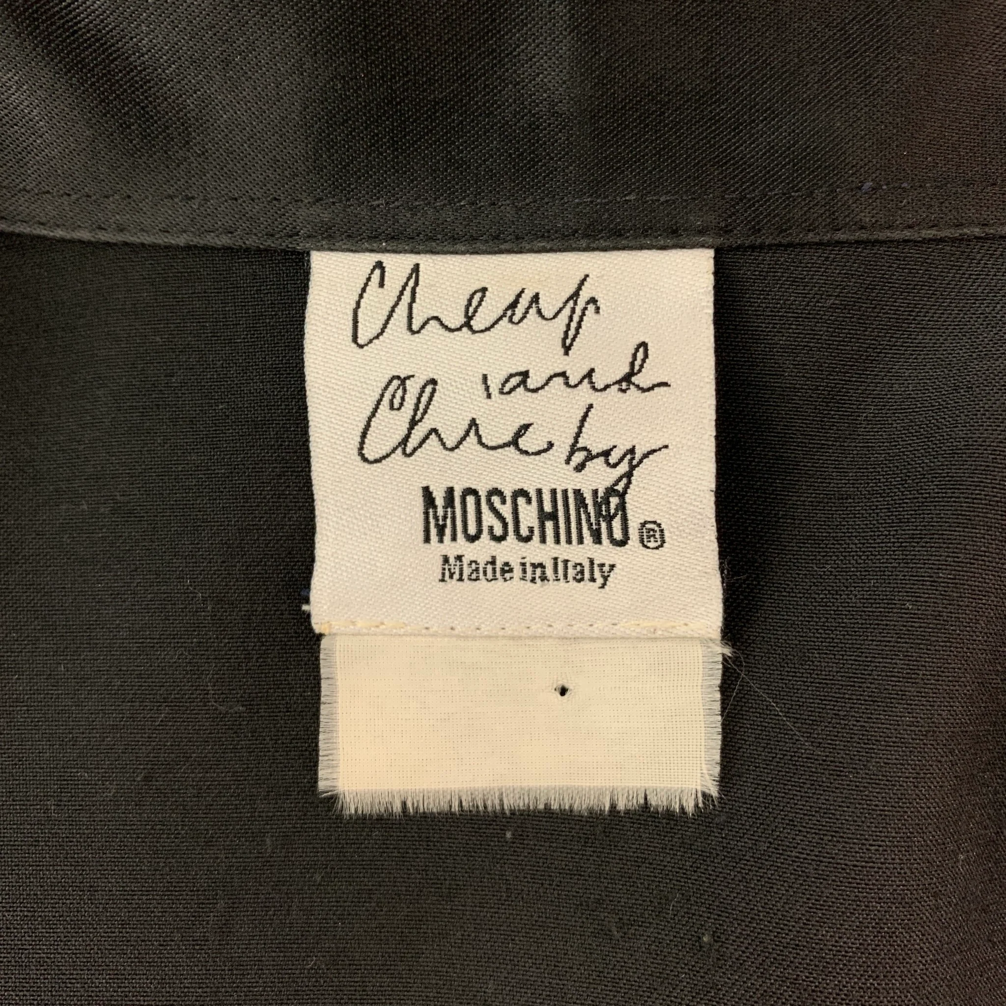 MOSCHINO Size M Black French Cuff Long Sleeve Shirt - Image 7