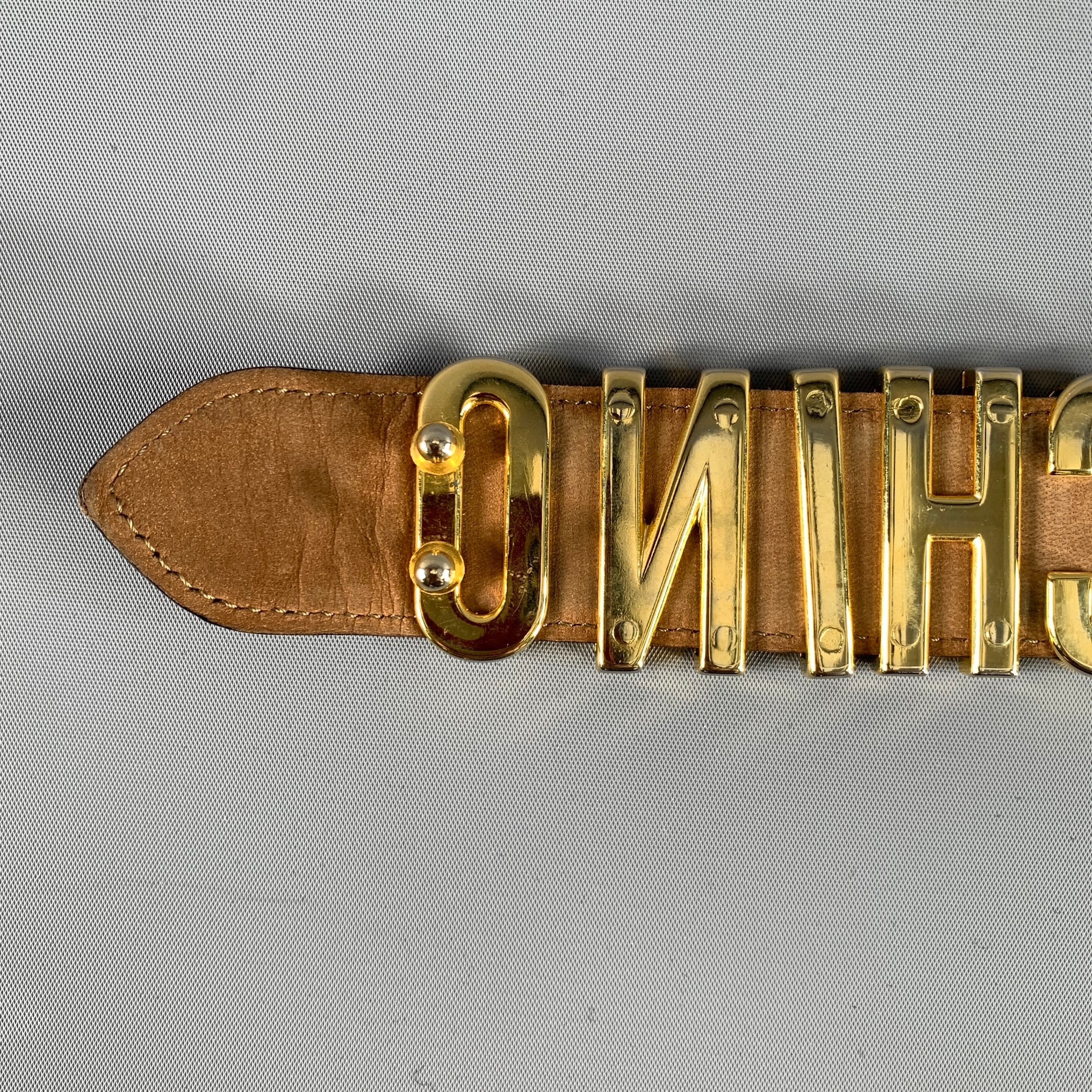 MOSCHINO Waist Size 32 Black Gold Leather Belt - Image 6