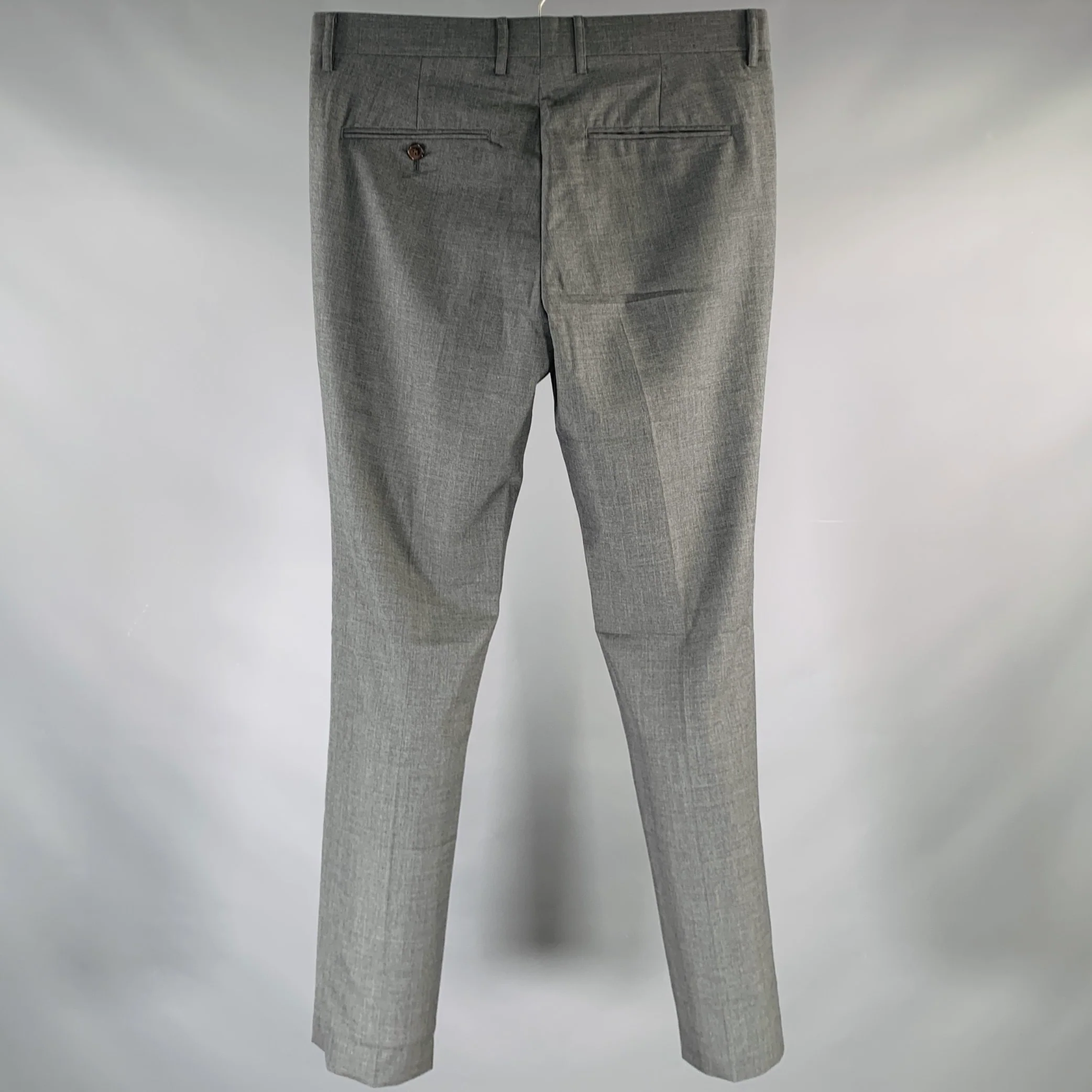 MR. GENTLEMAN Size 32 Grey Wool Blend Single Pleat Dress Pants - Image 3