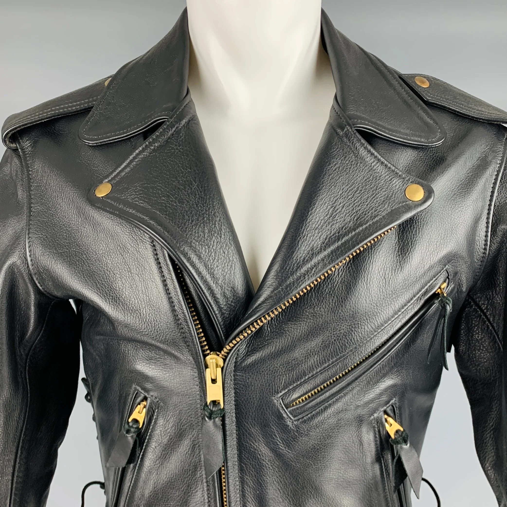 MR. S LEATHER Size 40 Black Leather Motorcycle Jacket - Image 2
