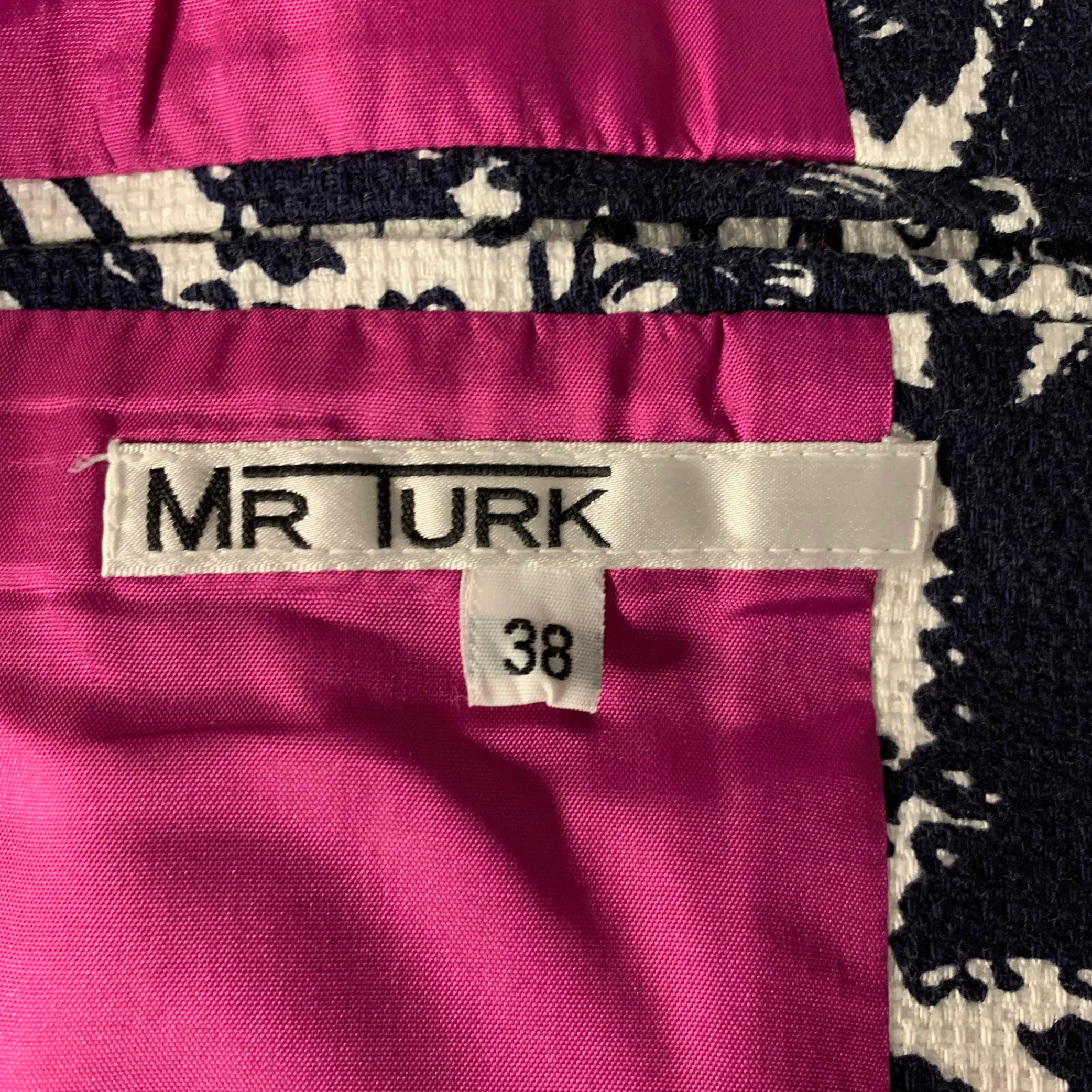 MR TURK Chest Size 38 Navy White Floral Cotton Blend Notch Lapel Sport Coat - Image 6