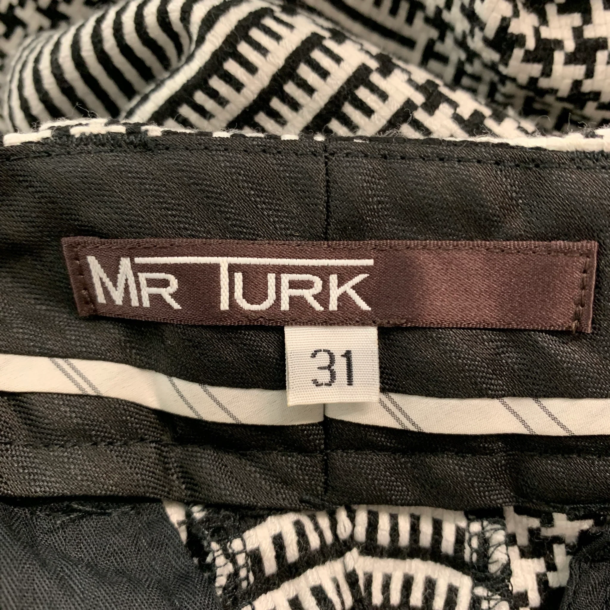 MR TURK Size 31 Black White Glenplaid Polyester Flat Front Casual Pants - Image 4