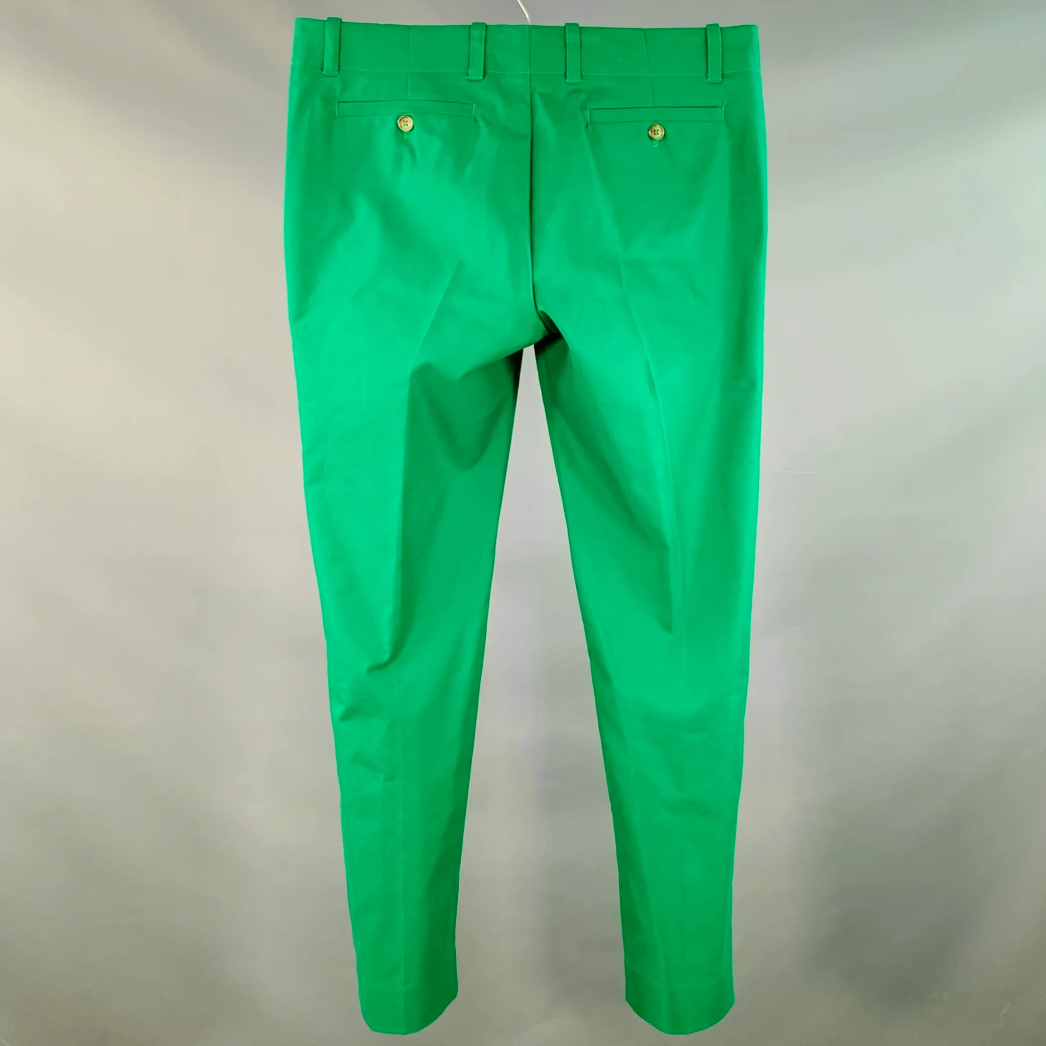 MR TURK Size 32 Green Cotton Blend Moleskin Twill Tapered Casual Pants - Image 2