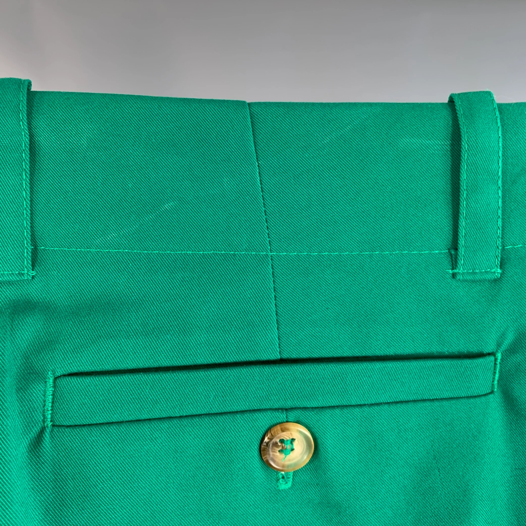 MR TURK Size 32 Green Cotton Blend Moleskin Twill Tapered Casual Pants - Image 4
