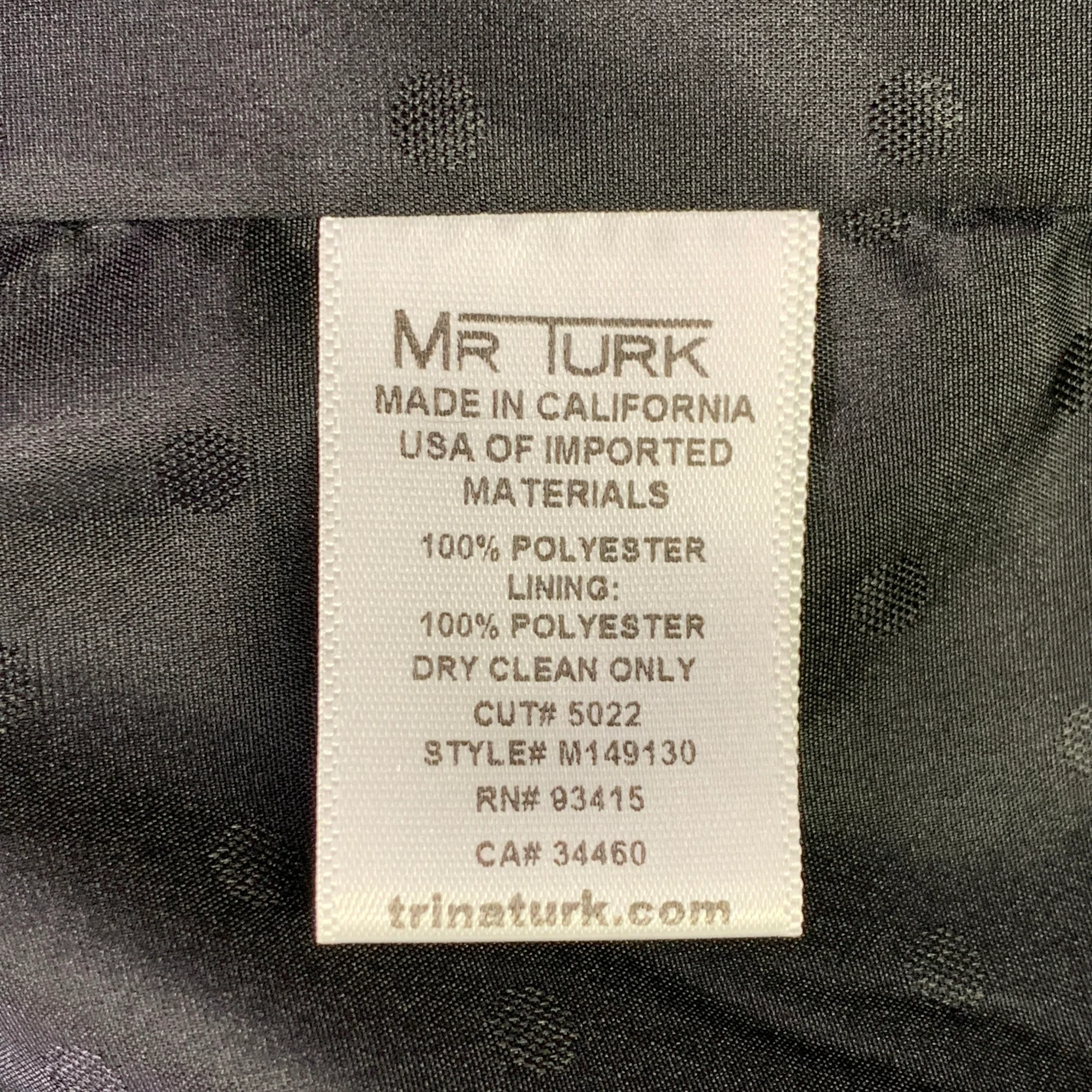 MR TURK Size 36 Regular Black White Perforated Polyester Notch Lapel Suit - Image 10