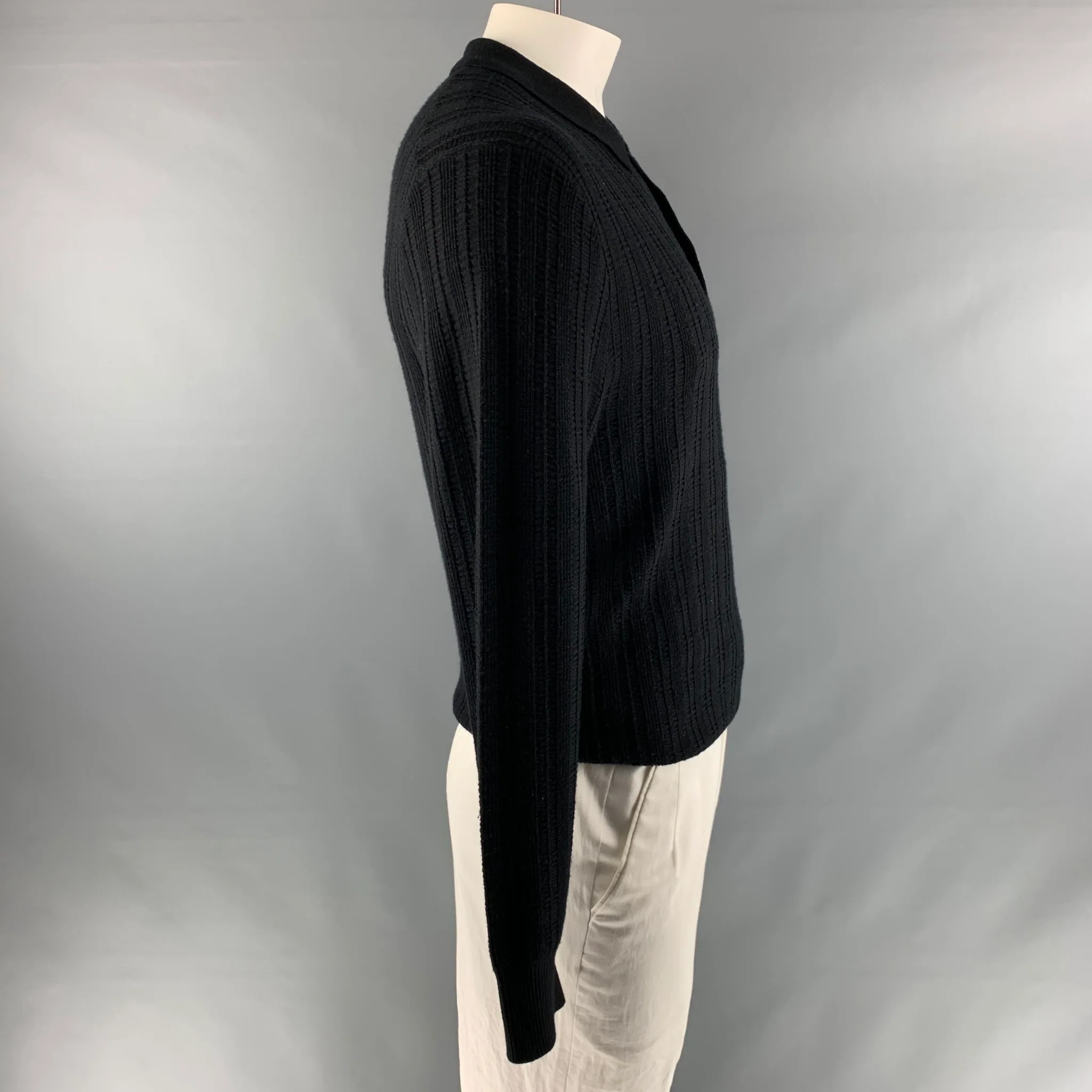 MR. TURK Size L Black Merino Wool Pullover - Image 2
