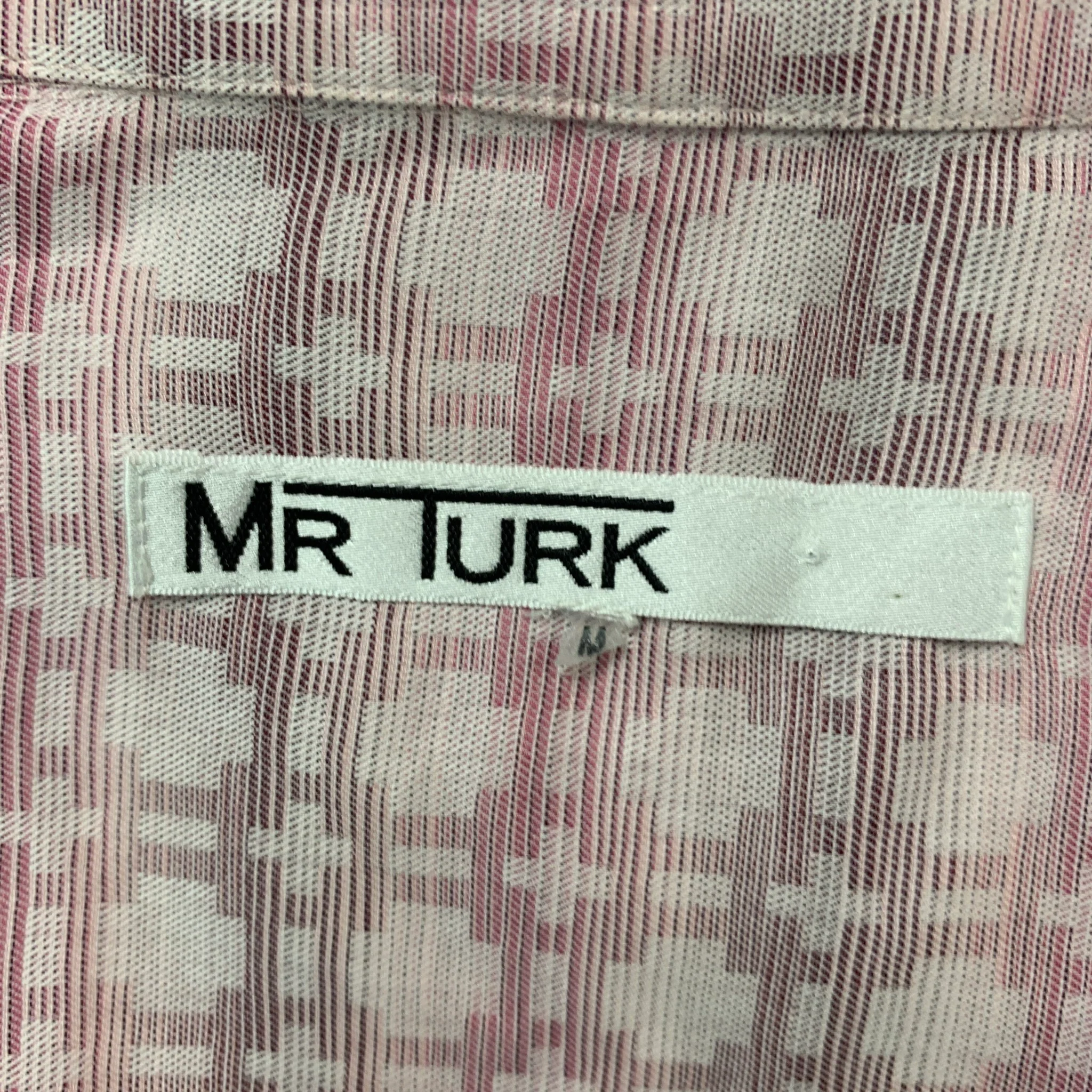 MR. TURK Size M Pink White Cotton Long Sleeve Shirt - Image 5