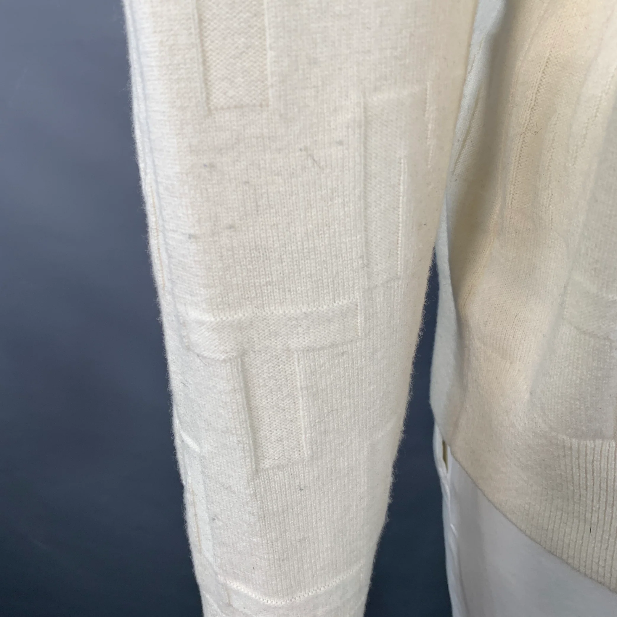 MR TURK Size XL Cream Monogram Merino Wool Crew Neck Pullover - Image 5