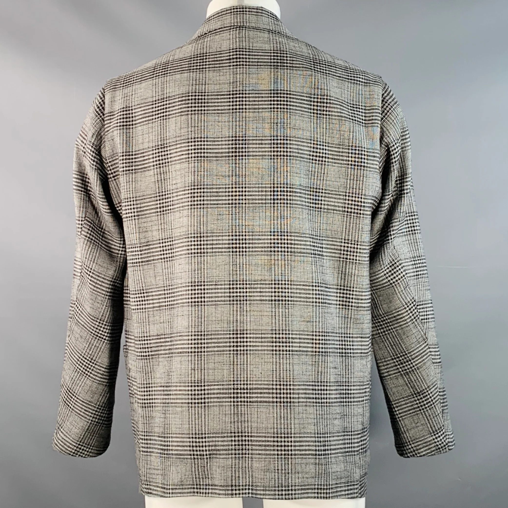 MS BRAQUE Size 40 Black White Glenplaid Polyester Blend Double Breasted Jacket - Image 3
