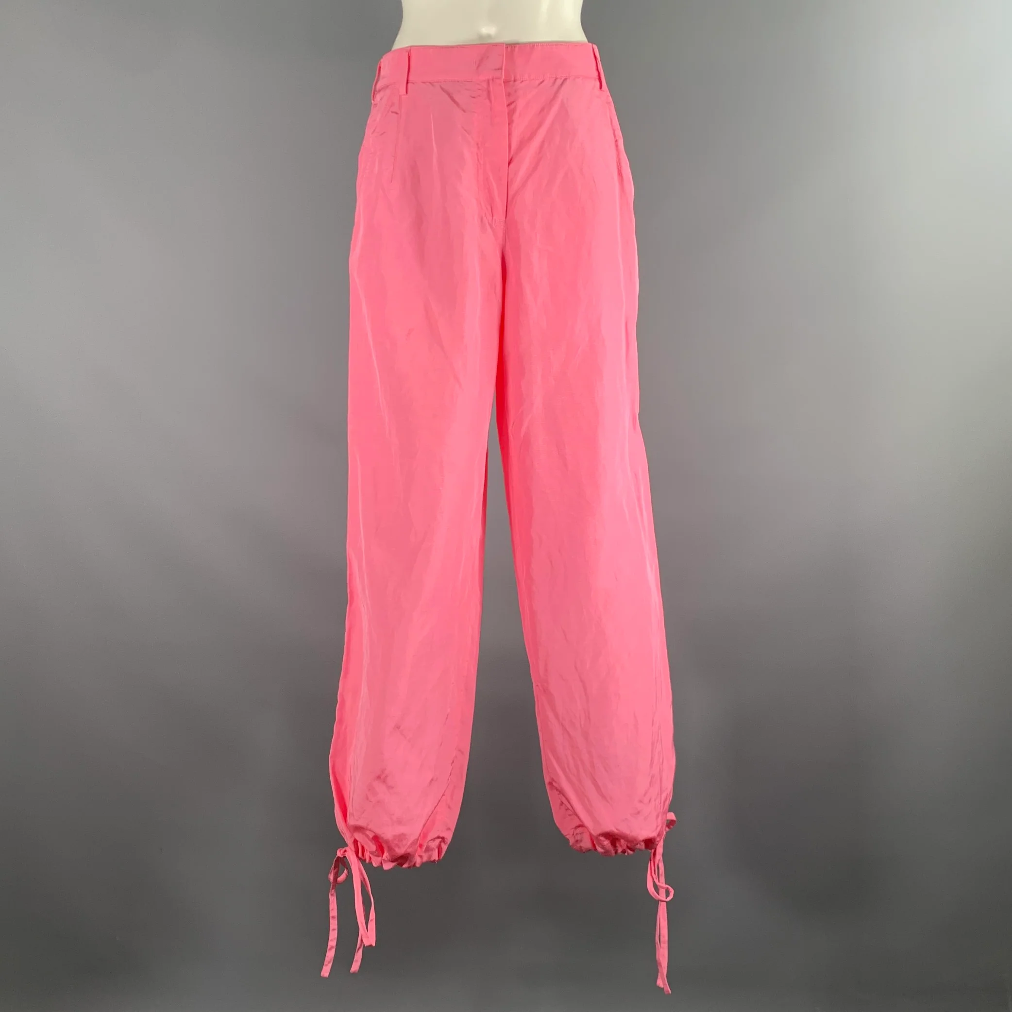 MSGM Size S Pink Viscose Linen Elasic Casual Pants