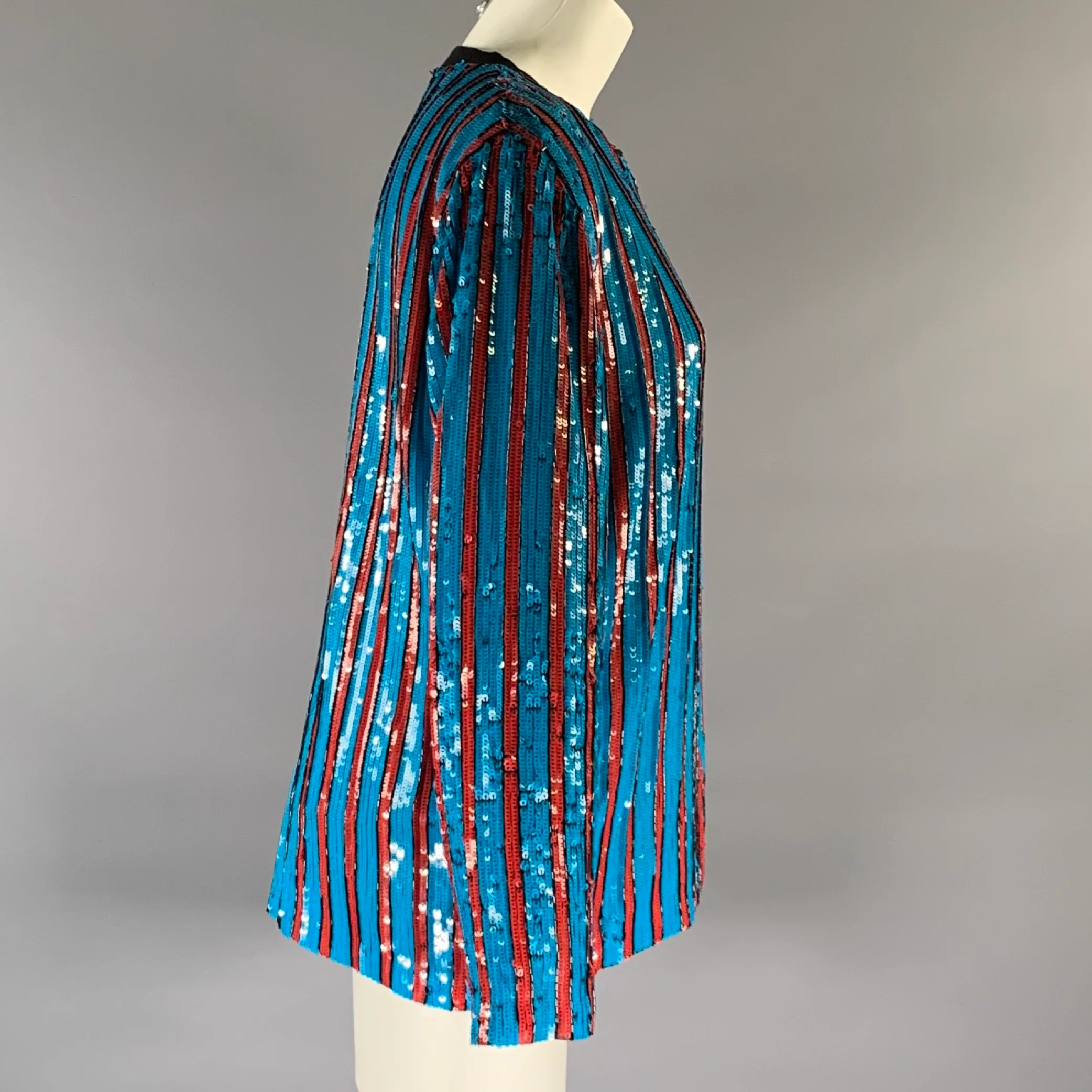 MSGM Size XS Blue Red Polyester Stripe Pull On Dress Top - Image 3