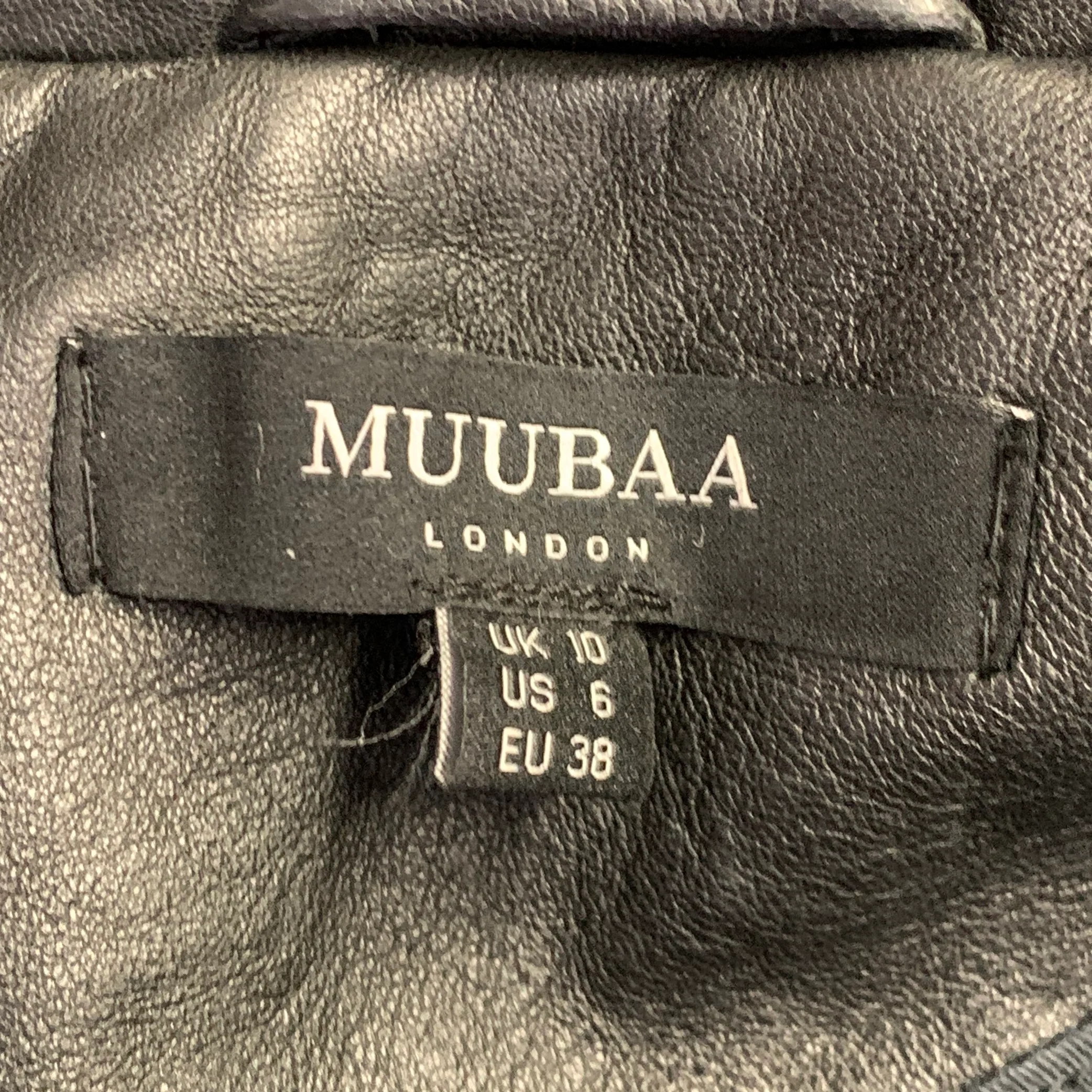 MUUBAA Size 6 Black Studded Lambskin Leather Biker Jacket - Image 7