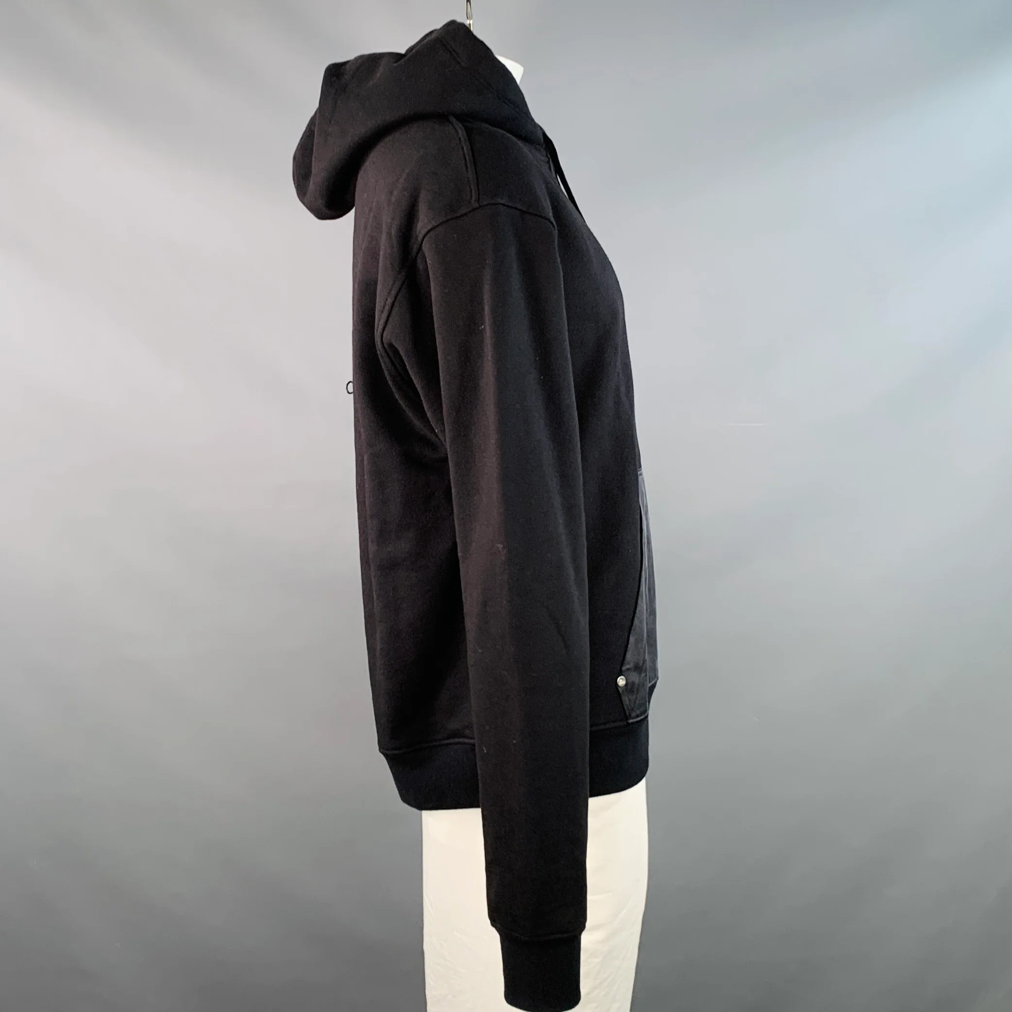 NAHMIAS Size L Black Cotton Silk Hooded Sweatshirt - Image 2