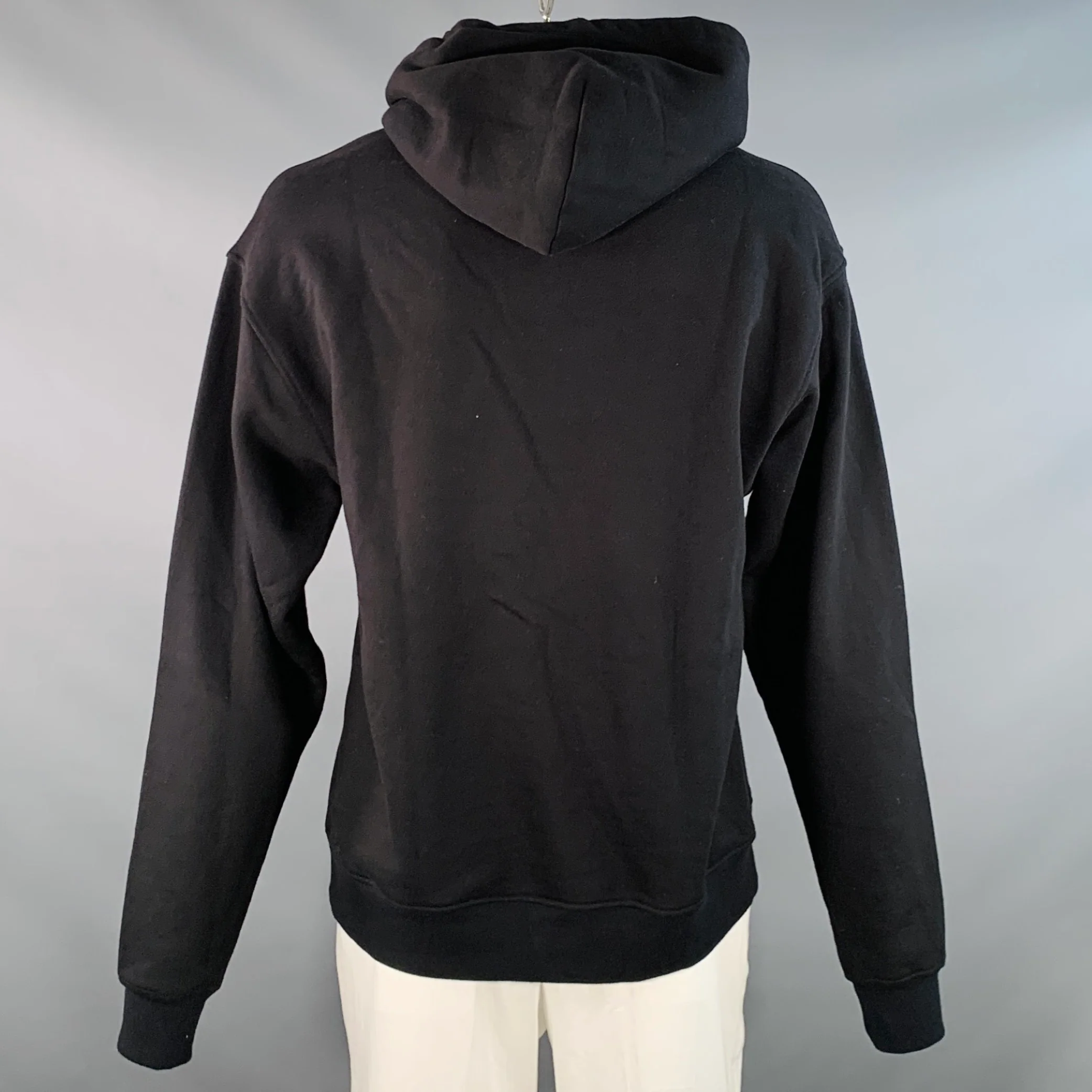 NAHMIAS Size L Black Cotton Silk Hooded Sweatshirt - Image 3