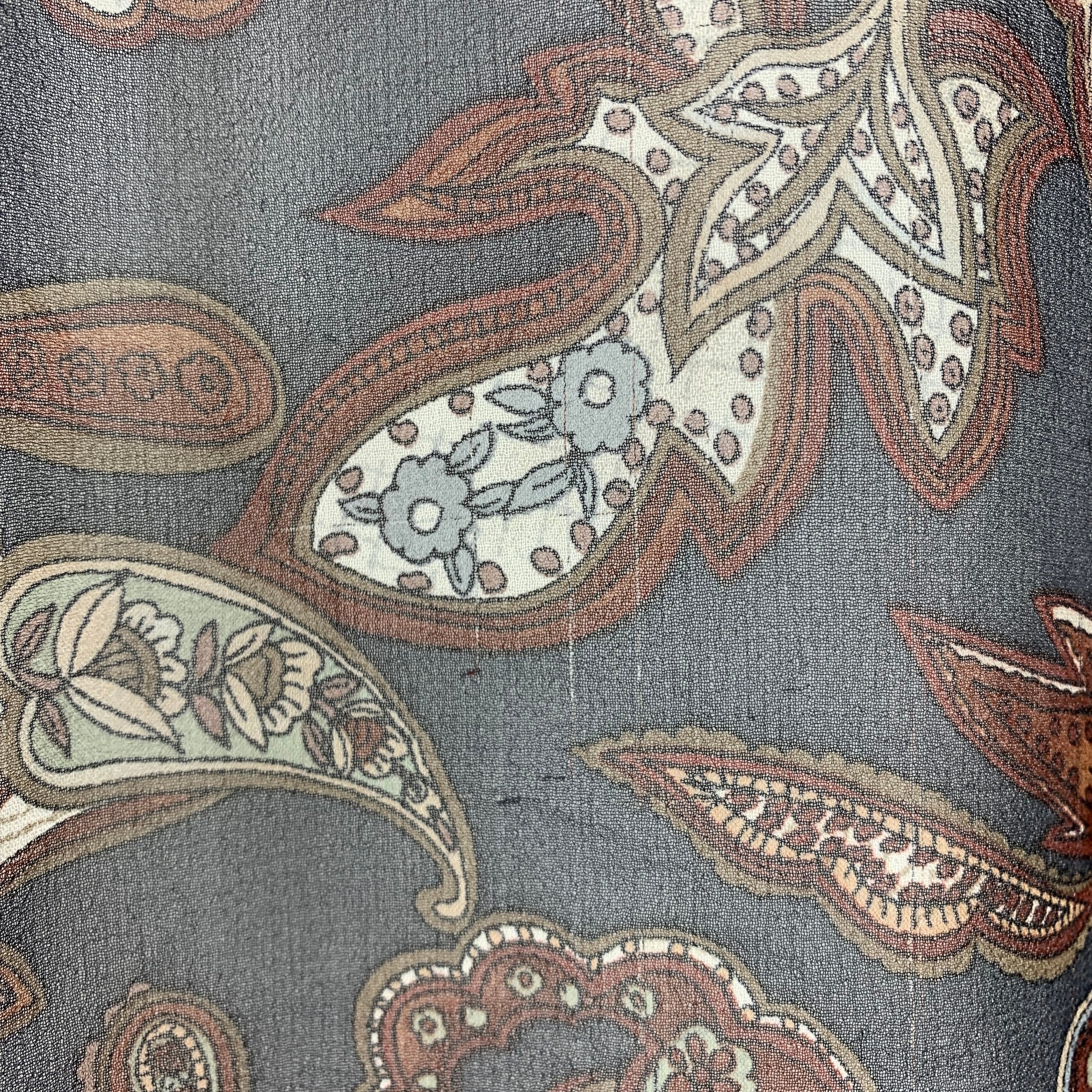 NAHMIAS Size M Grey Brown Paisley Silk Button Up Long Sleeve Shirt - Image 4