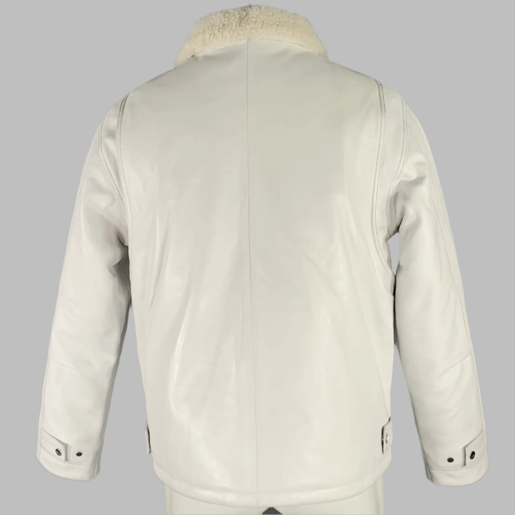 NAHMIAS Size S White Lamb Leather Carpenter Jacket - Image 4