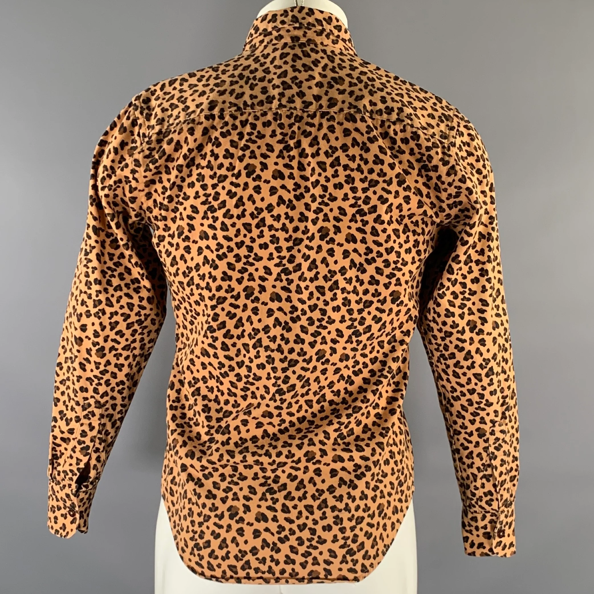 NAKED AND FAMOUS Size M Brown Black Animal Print Button Down Long Sleeve Shirt - Image 4