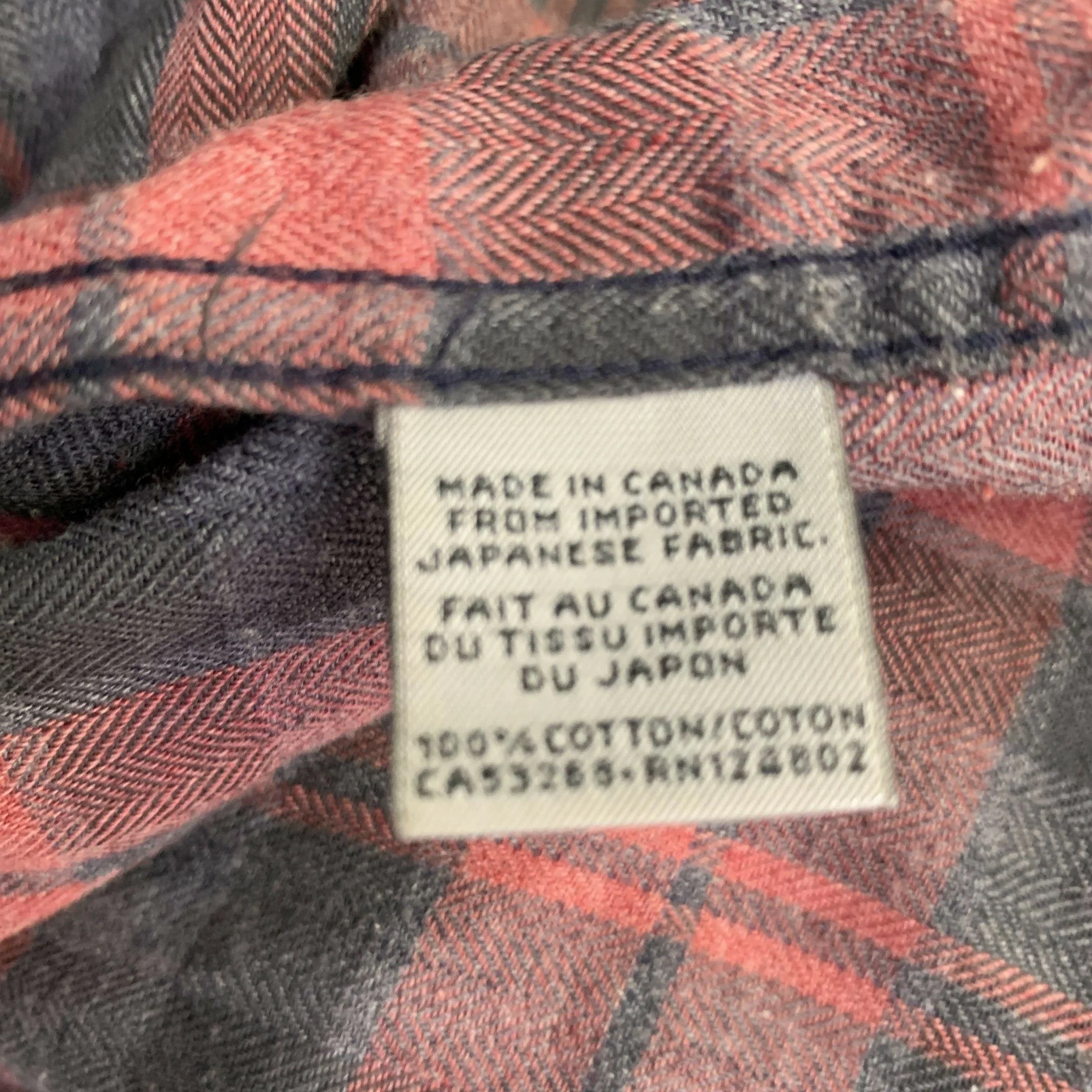 NAKED AND FAMOUS Size S Grey Burgundy Plaid Cotton One pocket Long Sleeve Shirt - Image 4