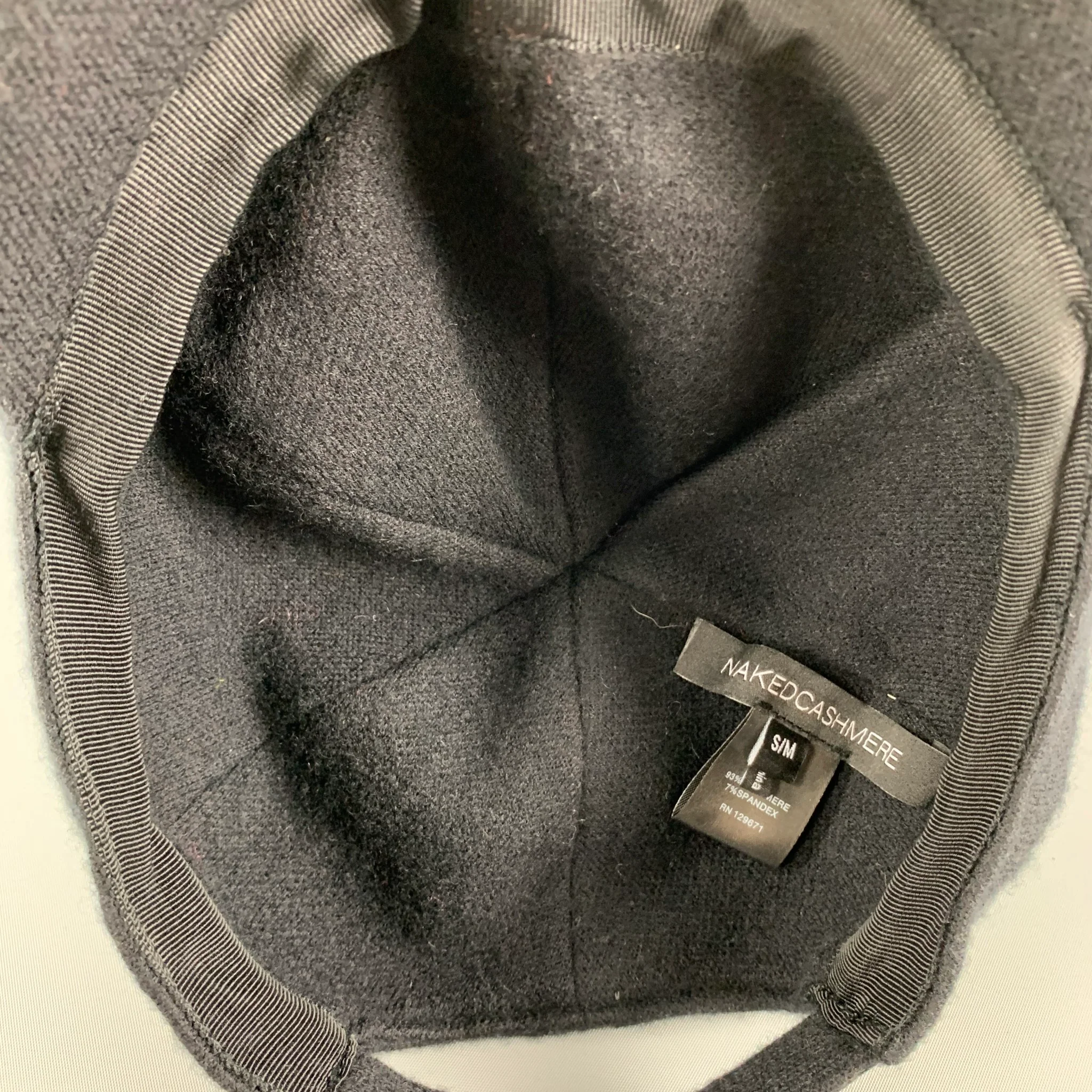NAKED CASHMERE Size S/M Black Cashmere Blend Baseball Hat - Image 5