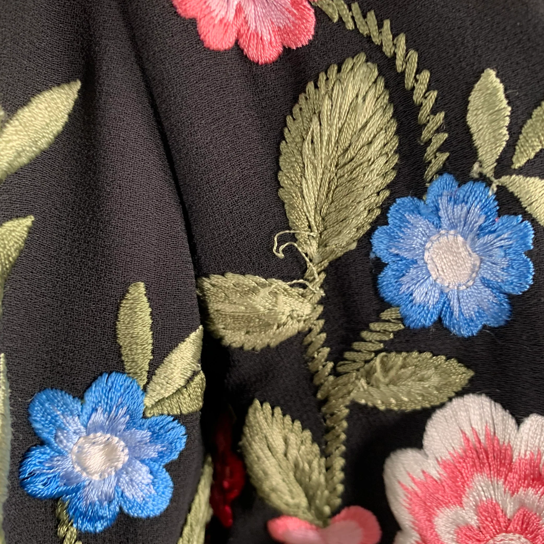 NEEDLE AND THREAD Size 8 Black Multi Color Embroidered Floral Polyester Bomber Jacket - Image 10