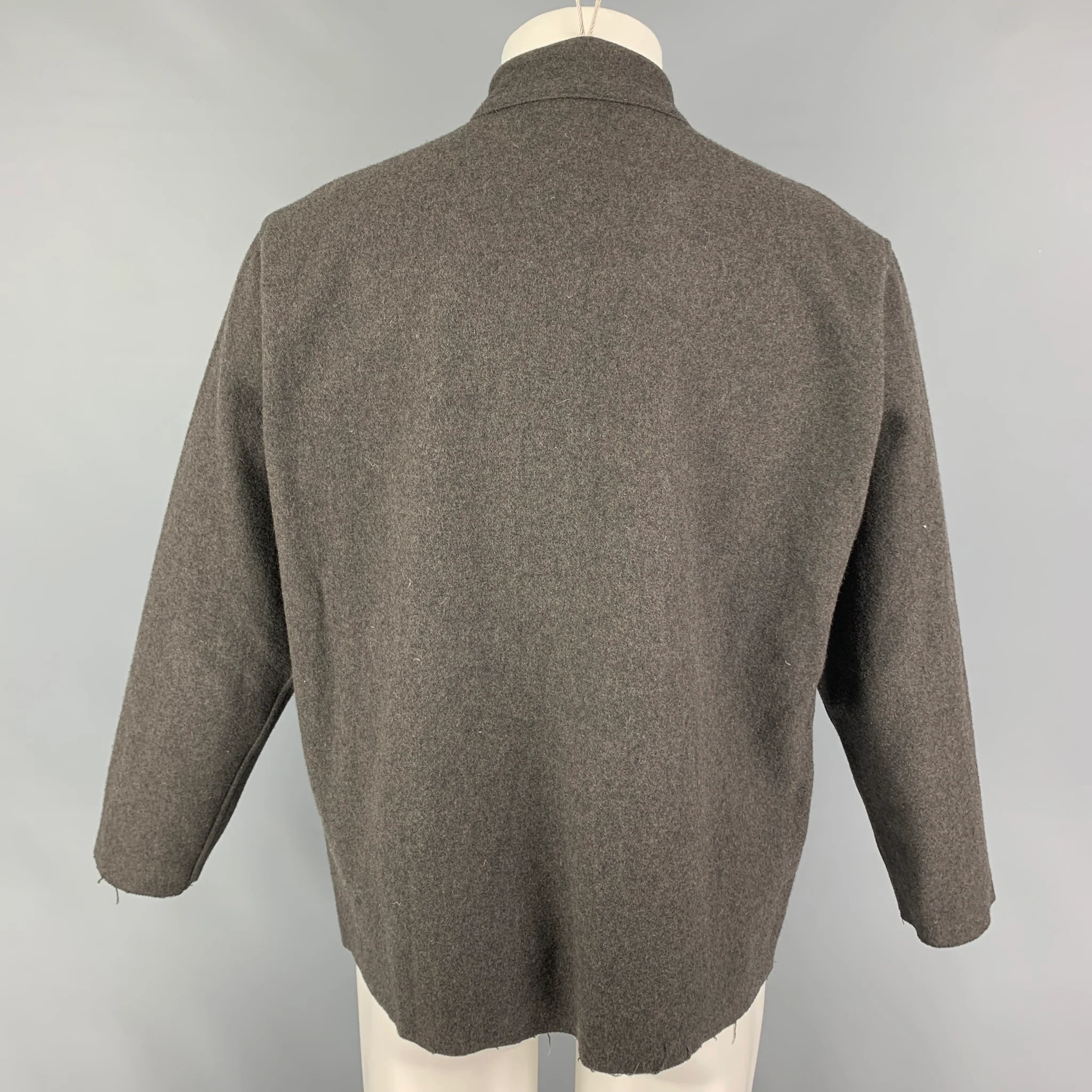 NEEDLES Size M Gray Wool Nylon Half Placket Jacket - Image 3