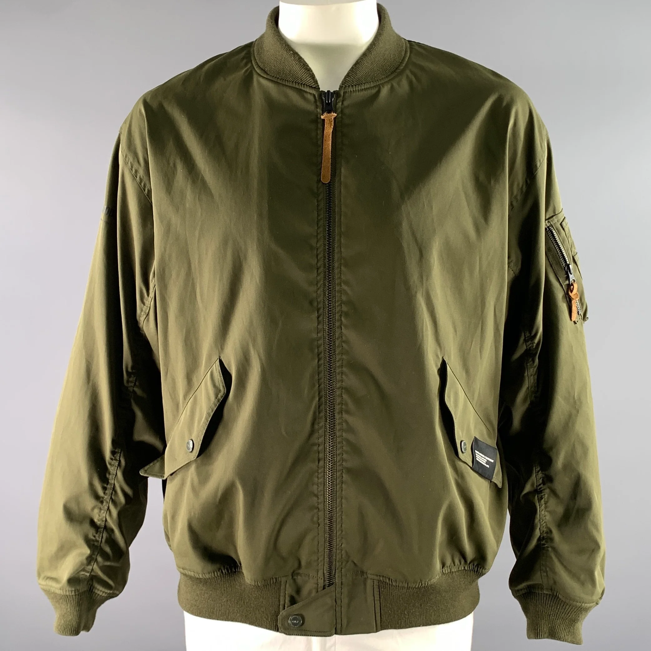 NEIGHBORHOOD Size XL Green Olive MA-1 Polyester Bomber Jacket
