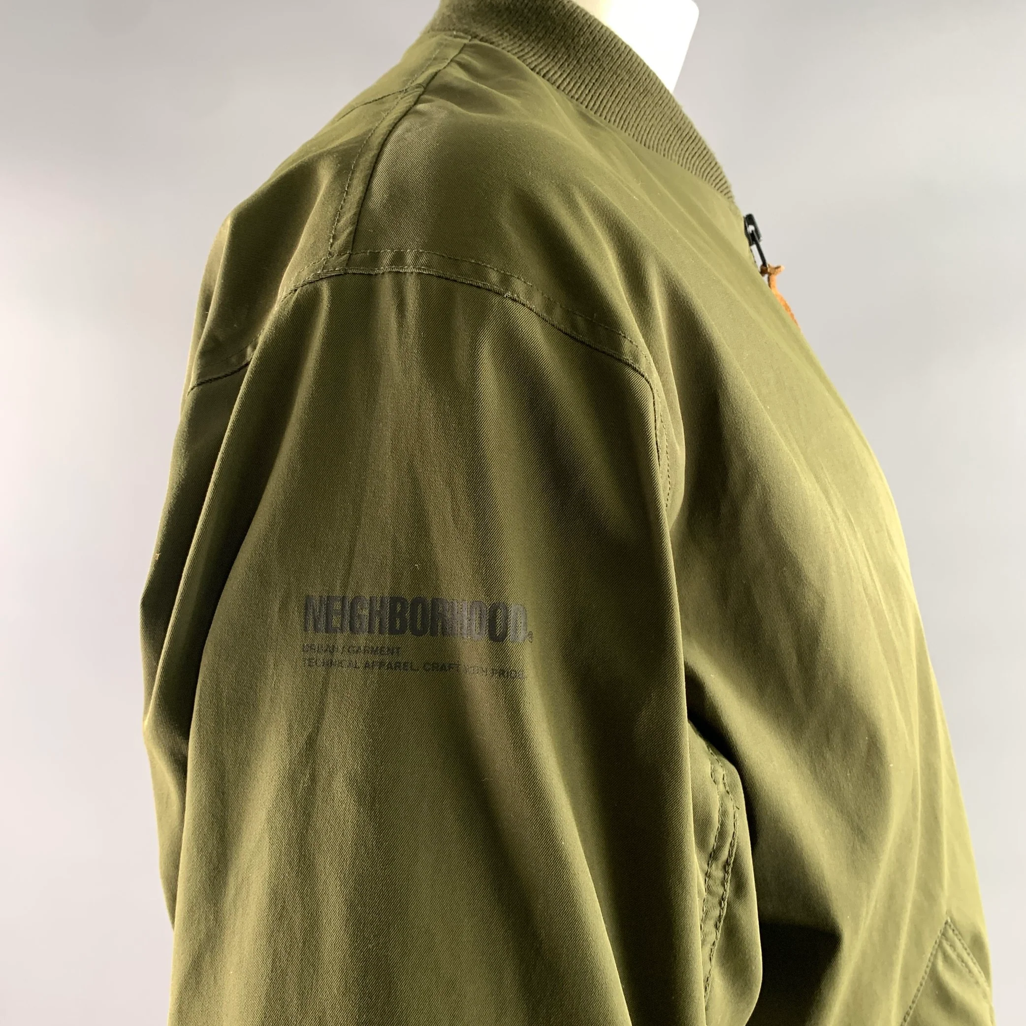 NEIGHBORHOOD Size XL Green Olive MA-1 Polyester Bomber Jacket - Image 6
