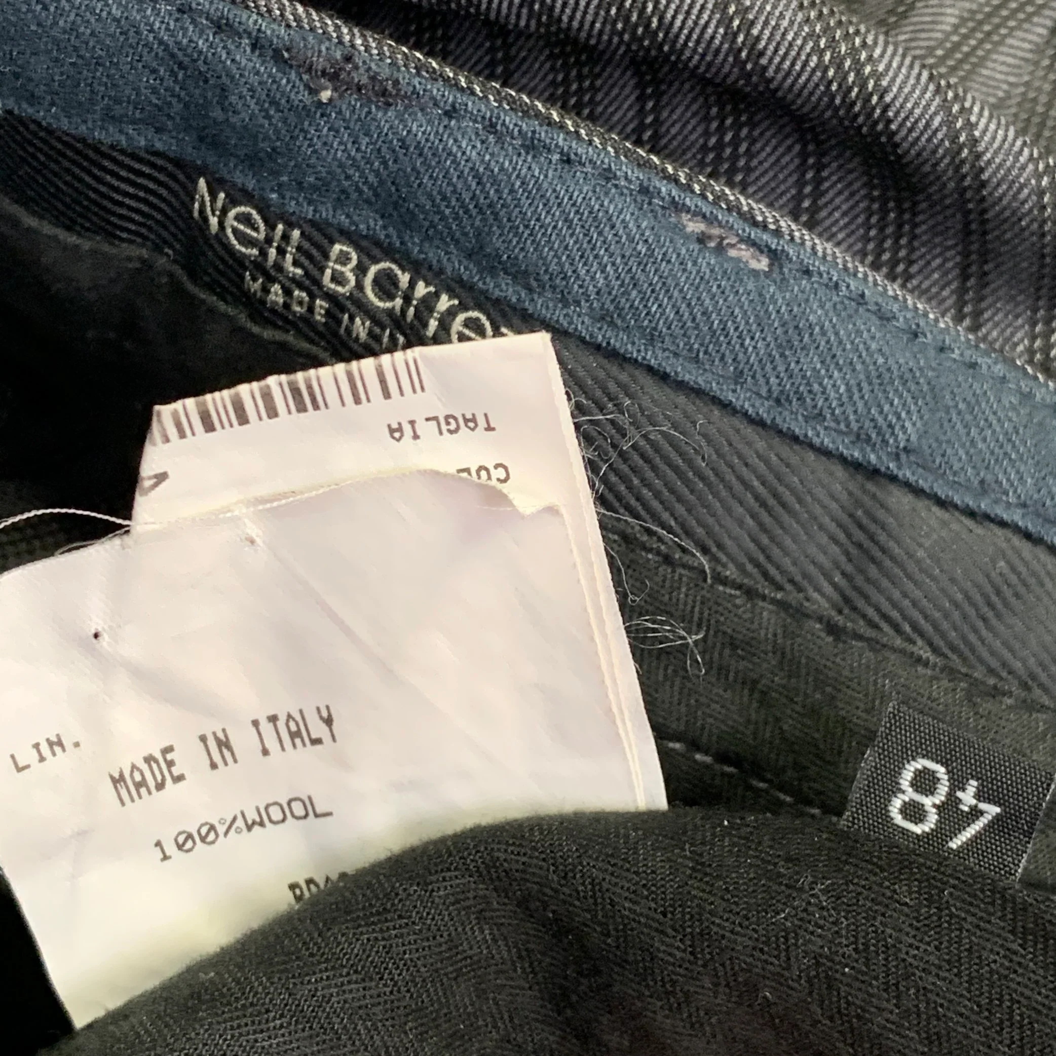 NEIL BARRETT Size 32 Black Charcoal Stripe Wool Flat Front Tapered Dress Pants - Image 5