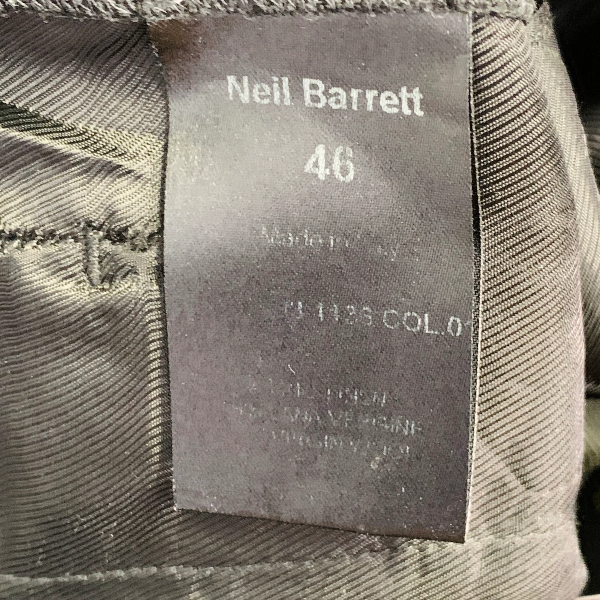 NEIL BARRETT Size S Black Herringbone Virgin Wool Elastic Waistband Casual Pants - Image 7
