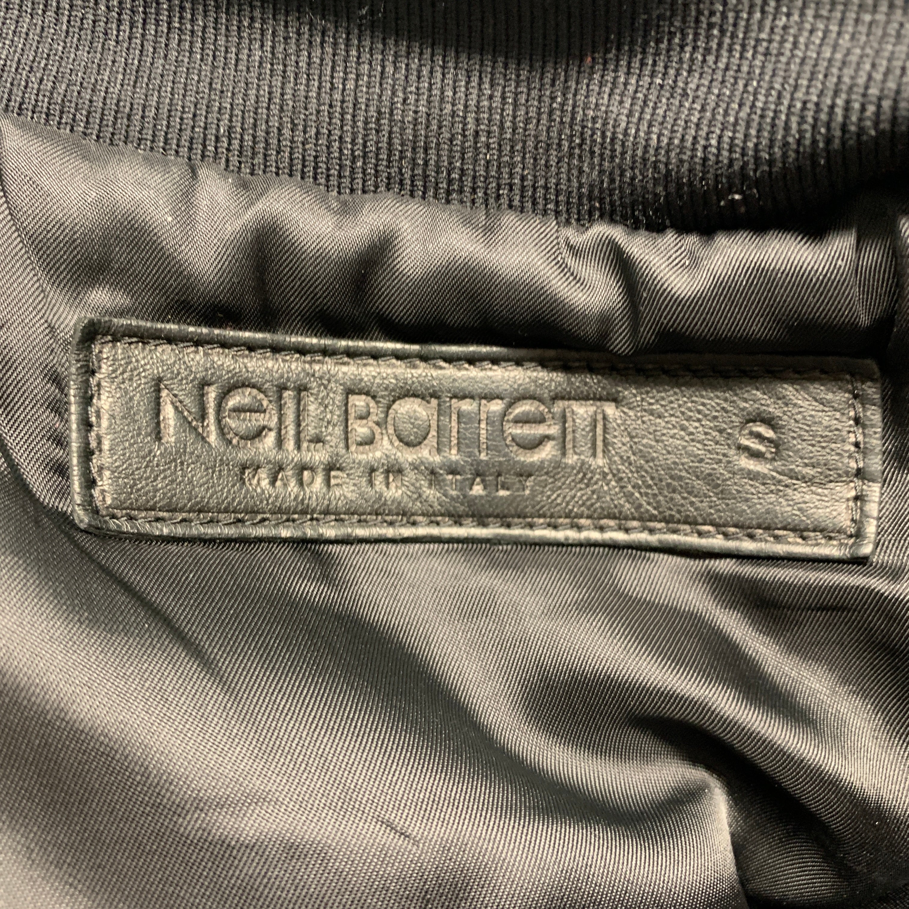 NEIL BARRETT Size S Black White Quilted Leather Zip Up Jacket - Image 7