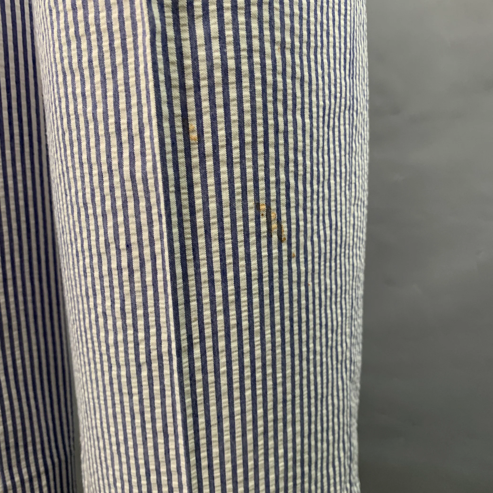 NEIMAN MARCUS Size 40 Blue White Stripe Seersucker Notch Lapel Suit - Image 9