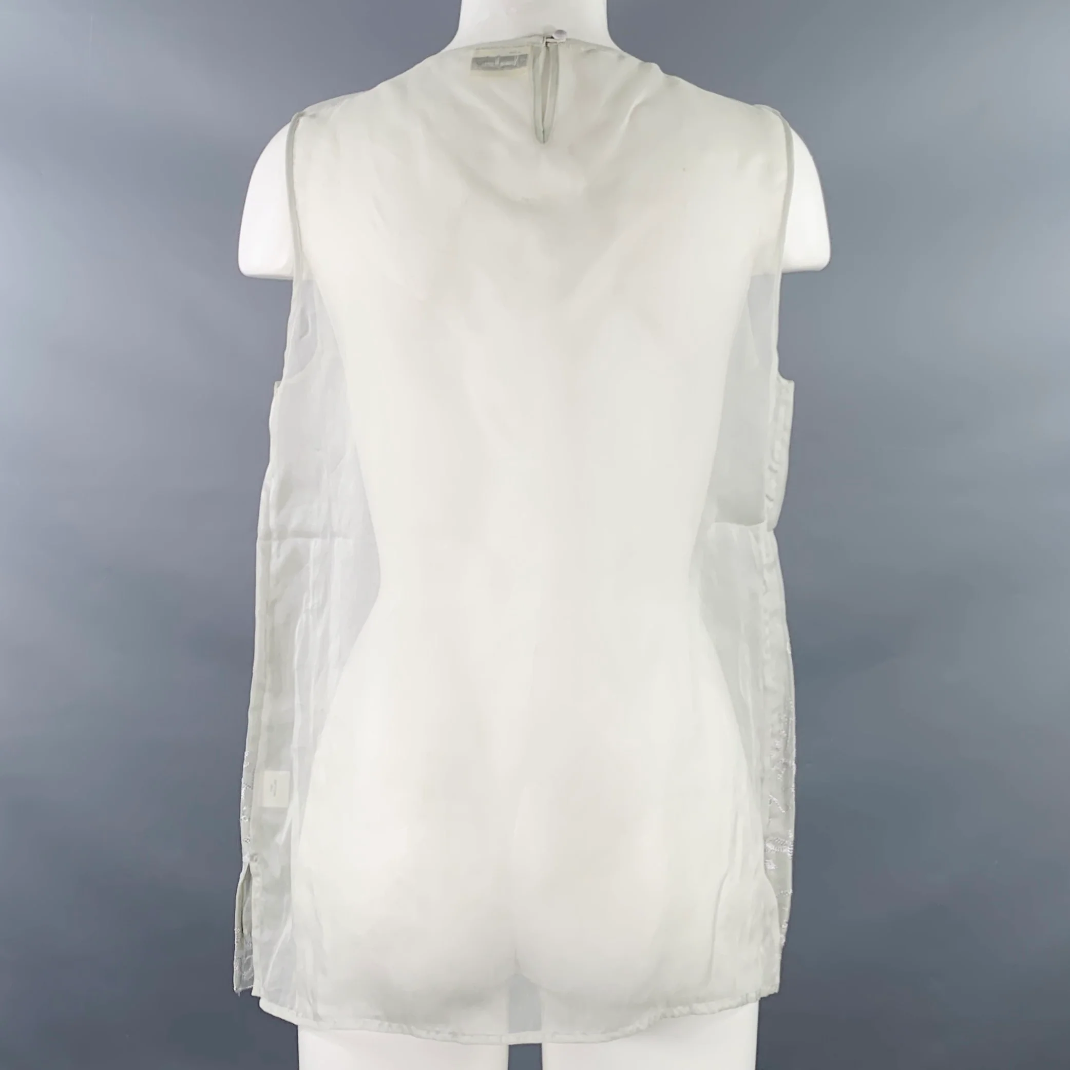 NEIMAN MARCUS Size M Grey Silk Embroidered 2 PC Dress Top Set - Image 7